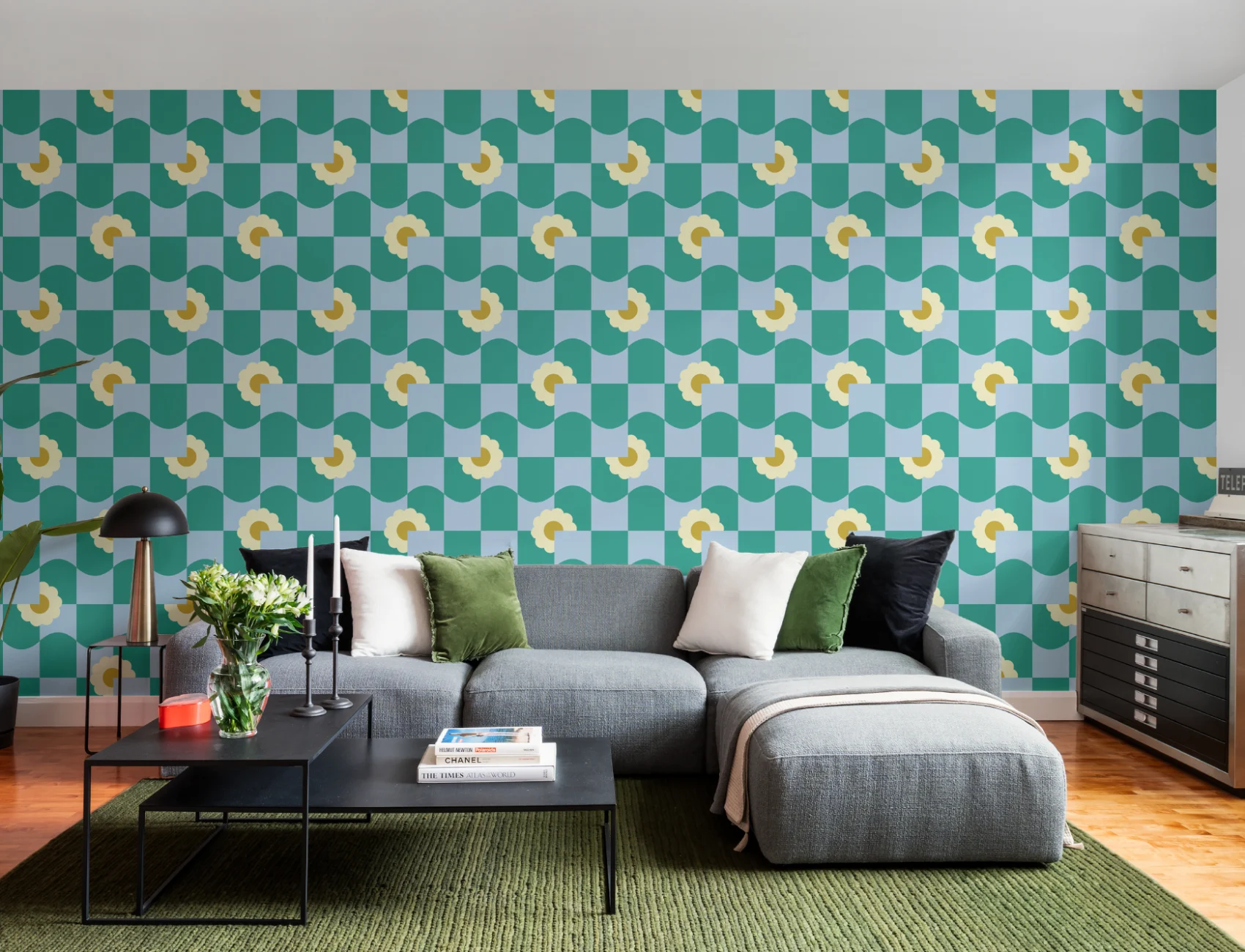 Elizabeth Olwen Petal Pop Green Wallpaper