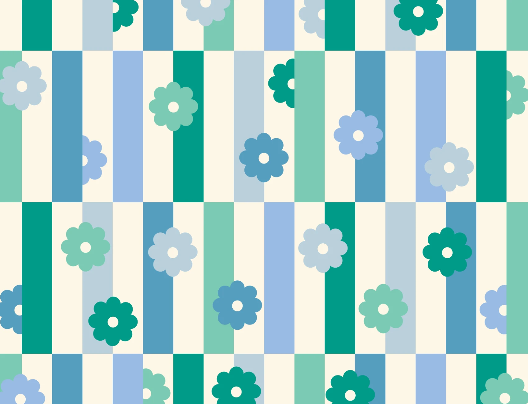 Elizabeth Olwen Flower Shift Blue Mural-tapeter