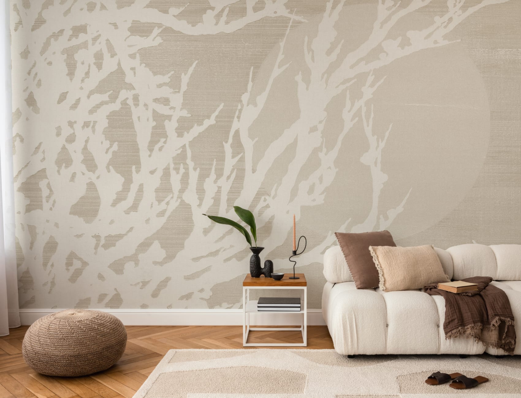 Neutral Japandi Elegant Yuugen Nature Wall Mural