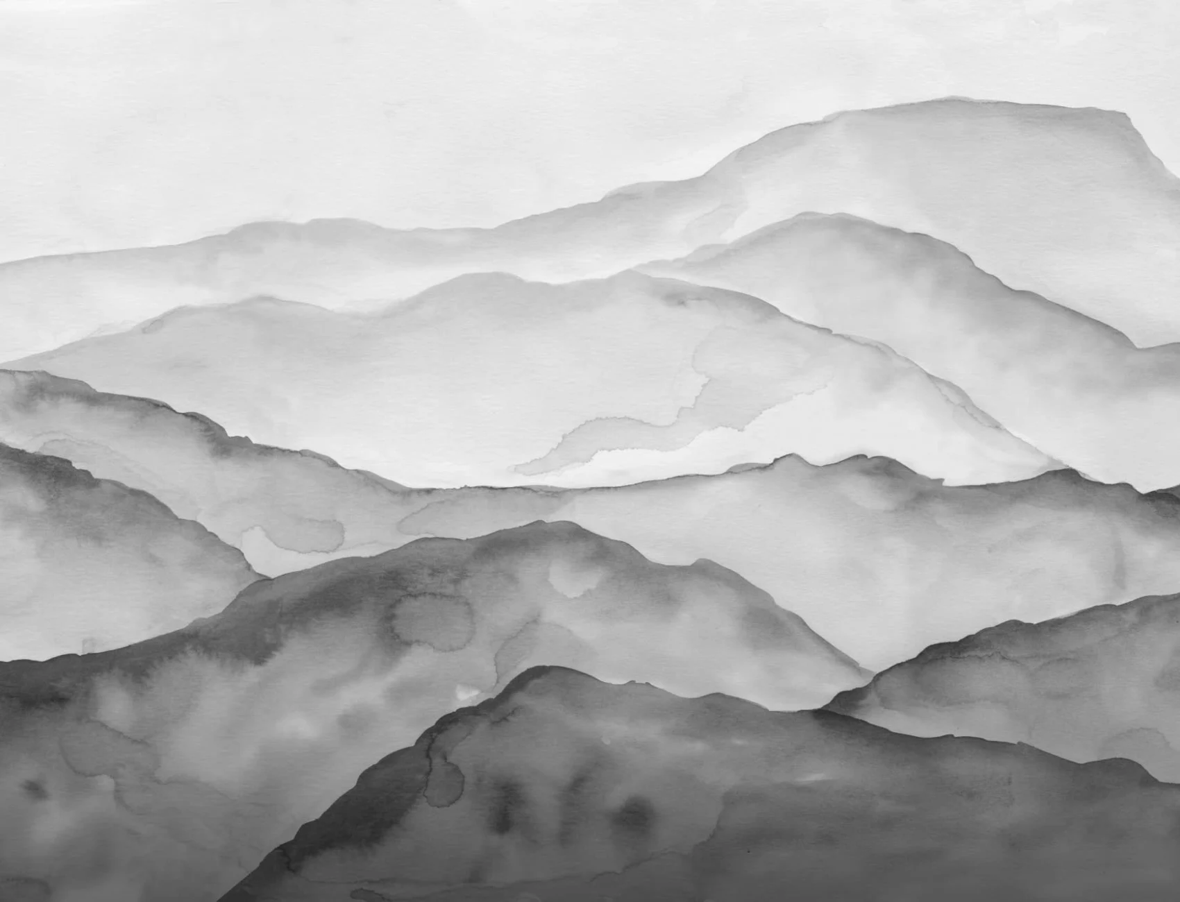 Gray Watercolor Peaceful Mountain Wallpaper Mural