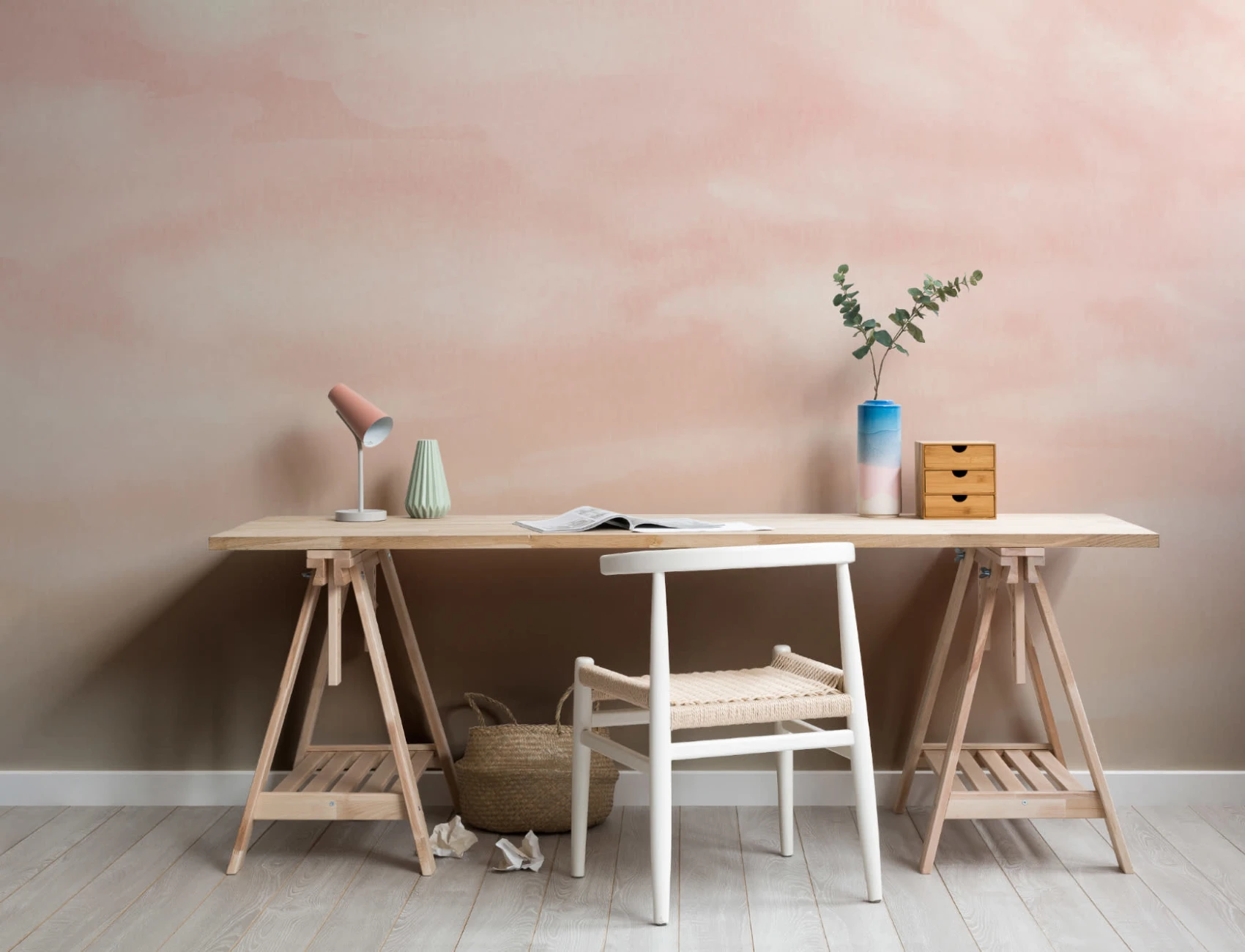 Orange Sunset Watercolor Cloud & Sky Wallpaper Mural
