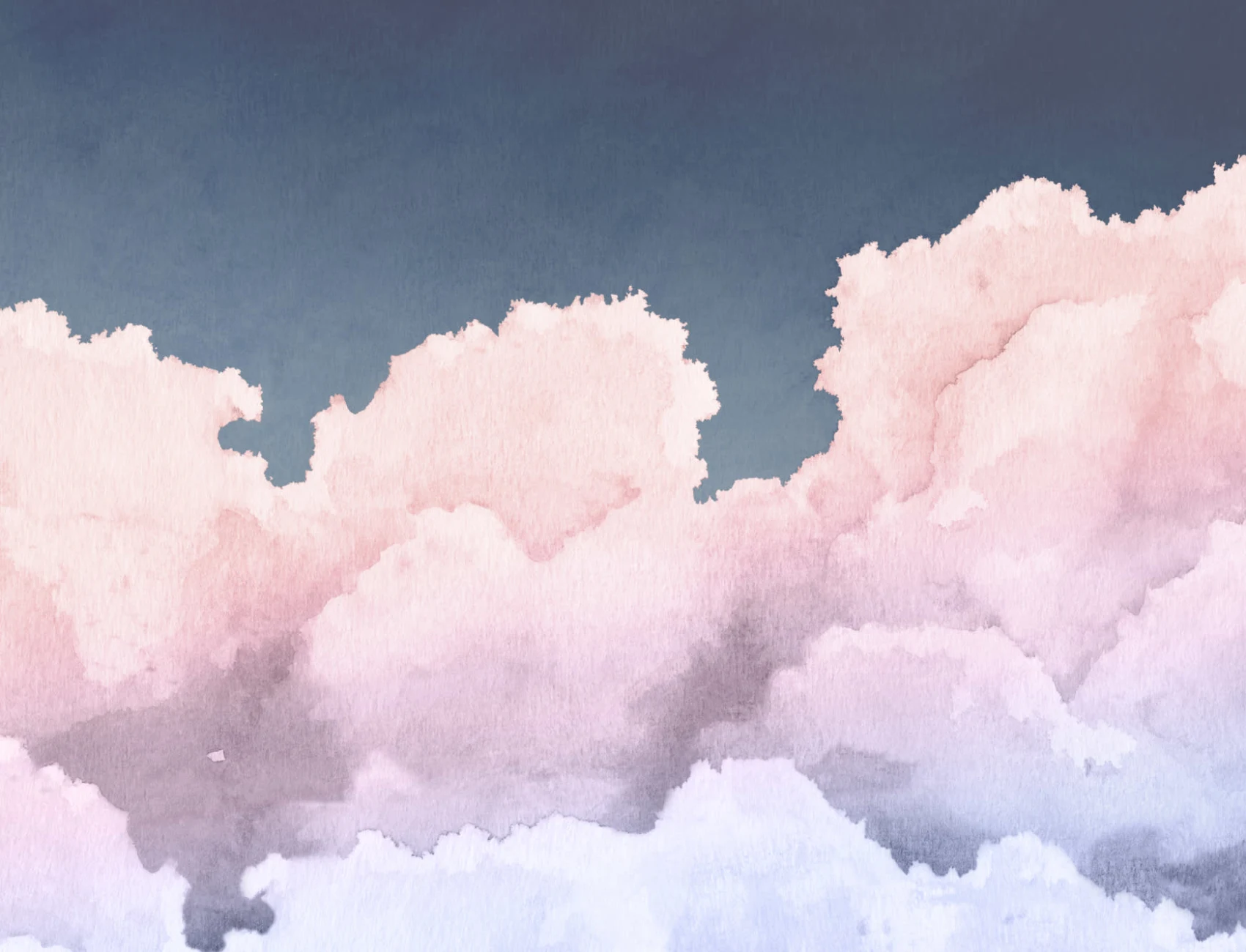 Painted Pastel Pink & Blue Sunset Clouds Wallpaper Mural