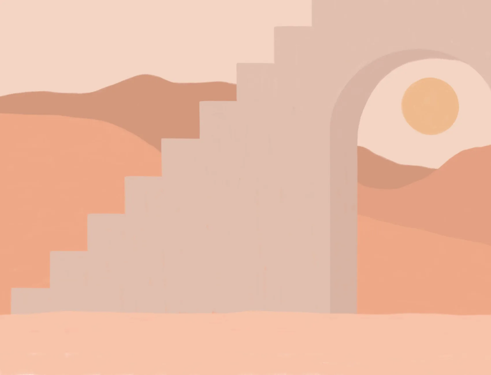 Neutral Architecture & Desert Landscape Wallpaper Mural