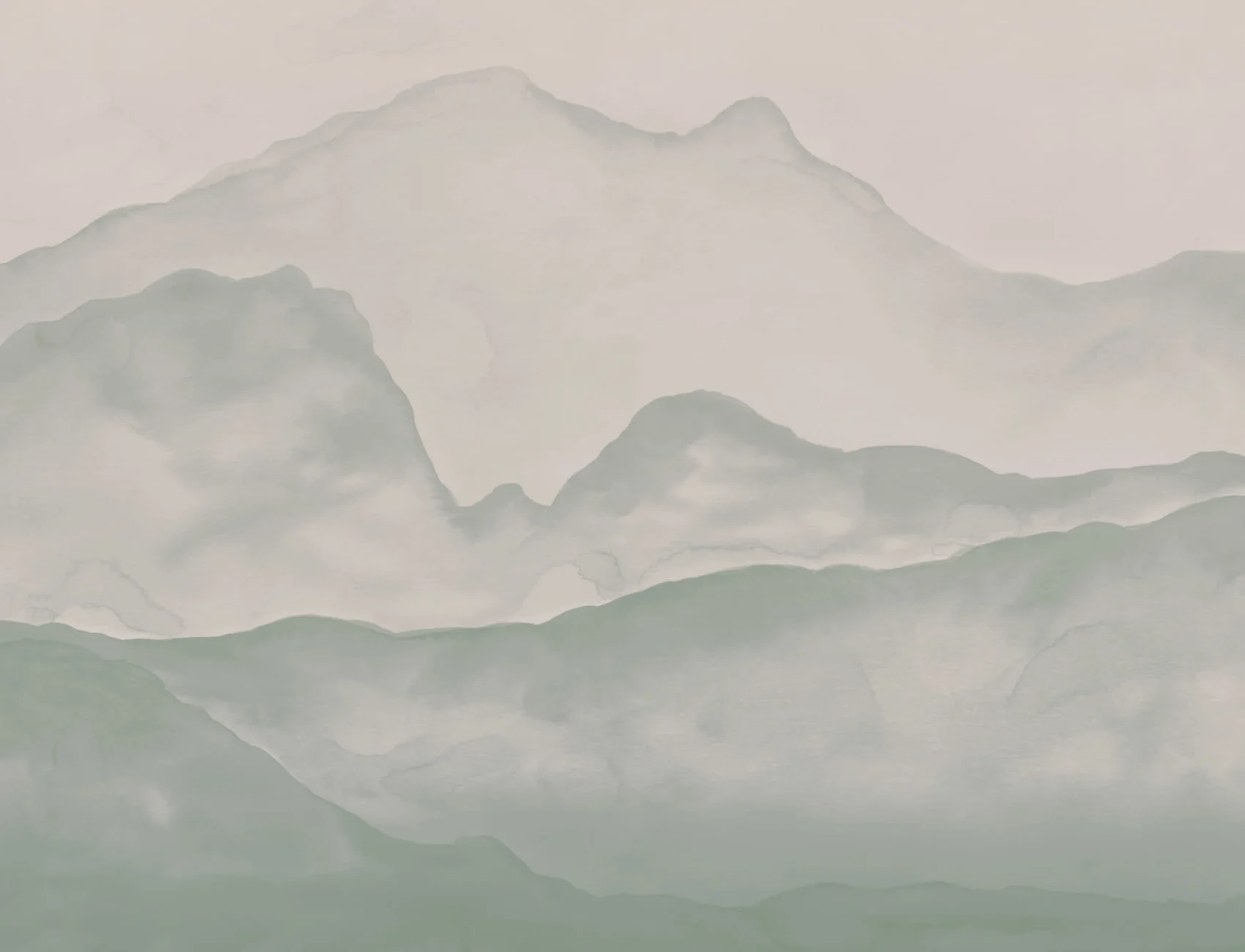 Papel Pintado Montañas Verdes a la Acuarela