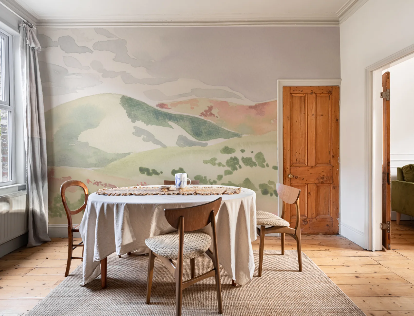 Watercolor Hills Landscape Wallpaper Mural
