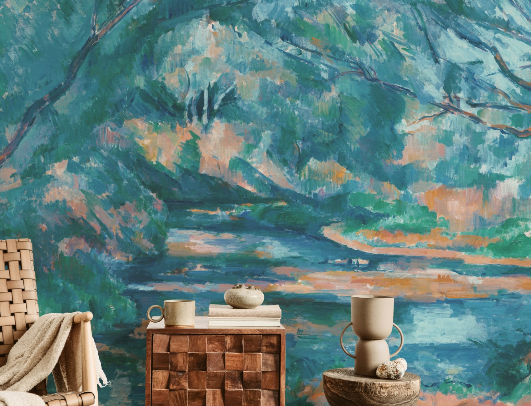 Mural de papel pintado The Brook en tonos azules fríos