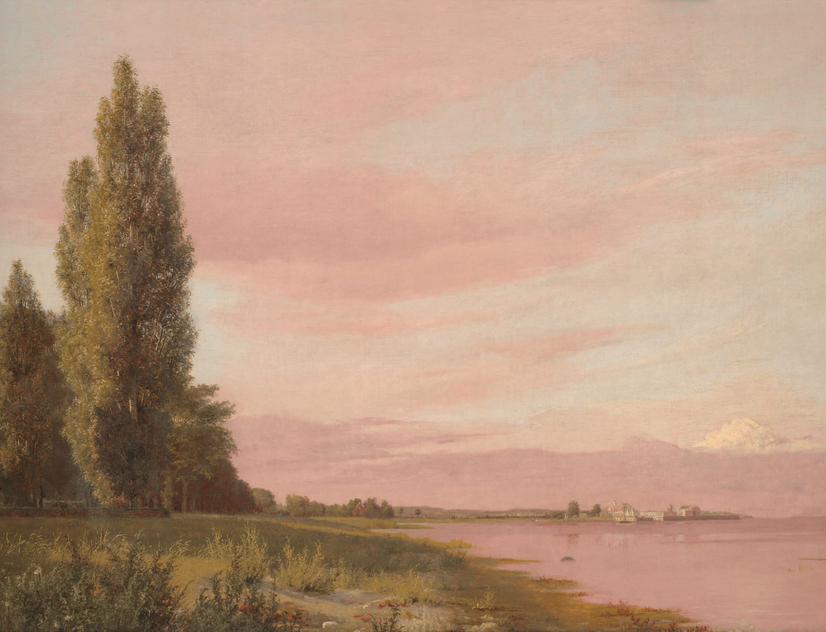 Waters Edge Sunset Vintage Landscape Wall Mural by Christen Købke