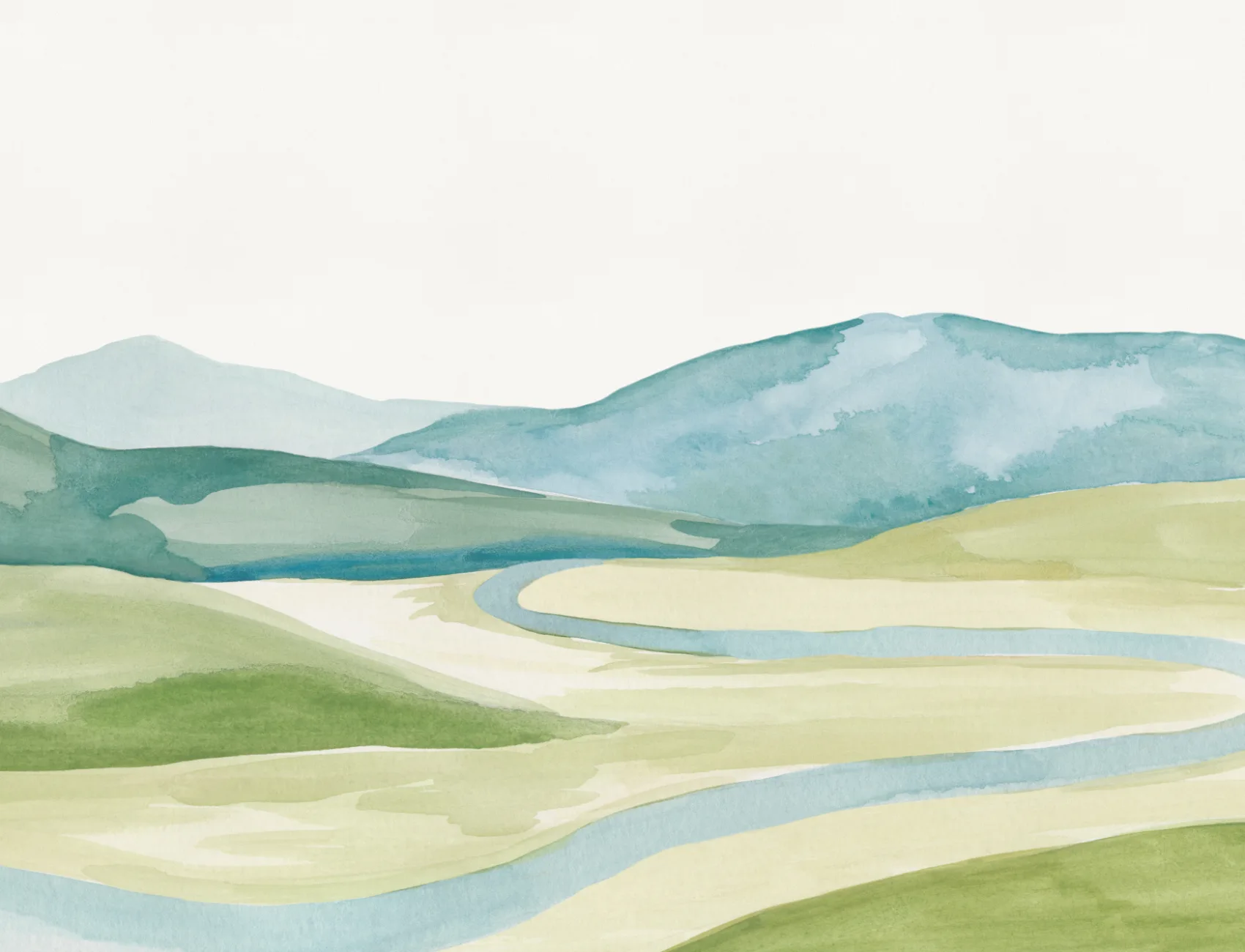 Aquarel Vallei Landschap Muurschildering