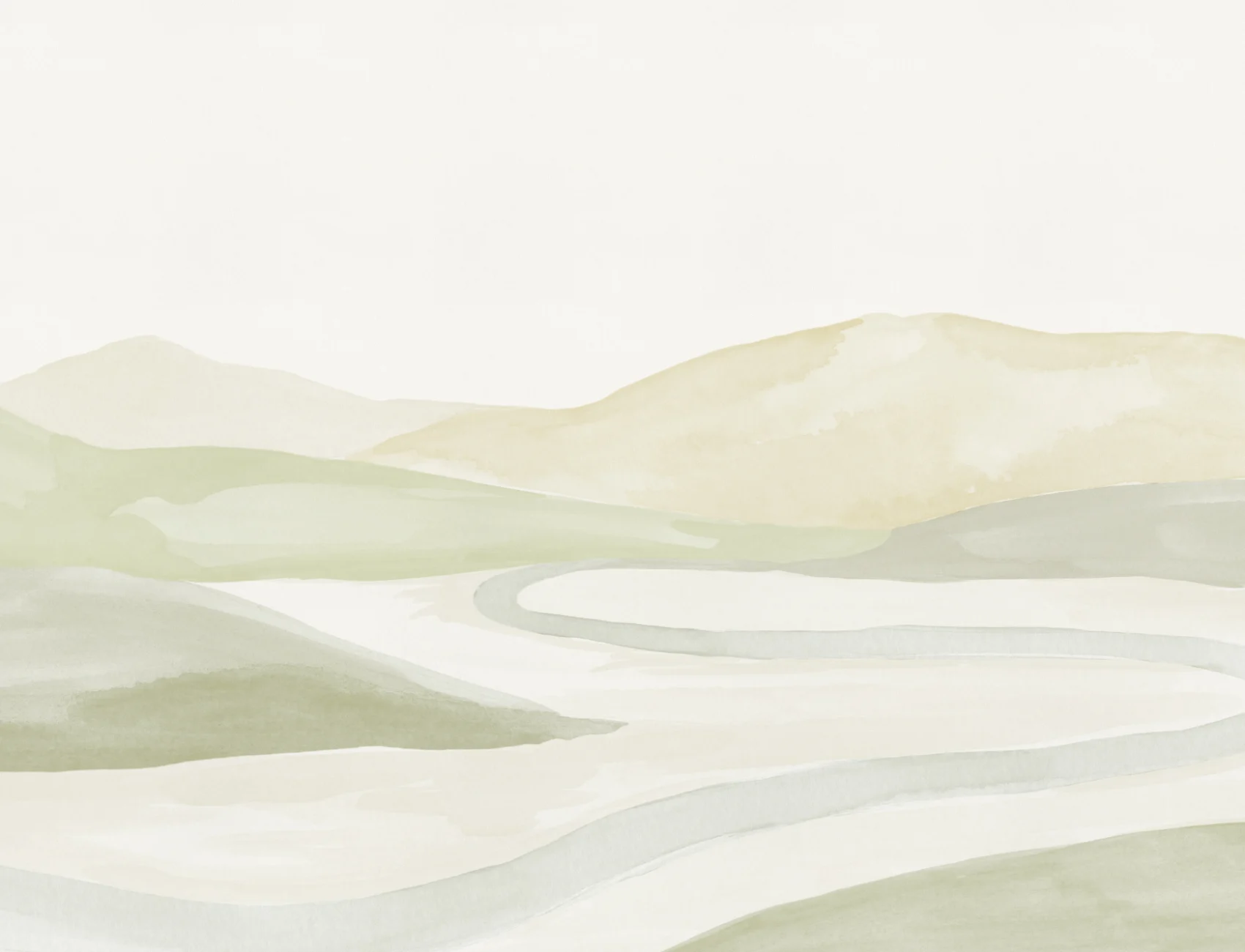 Papel pintado Acuarela verde Paisaje del valle