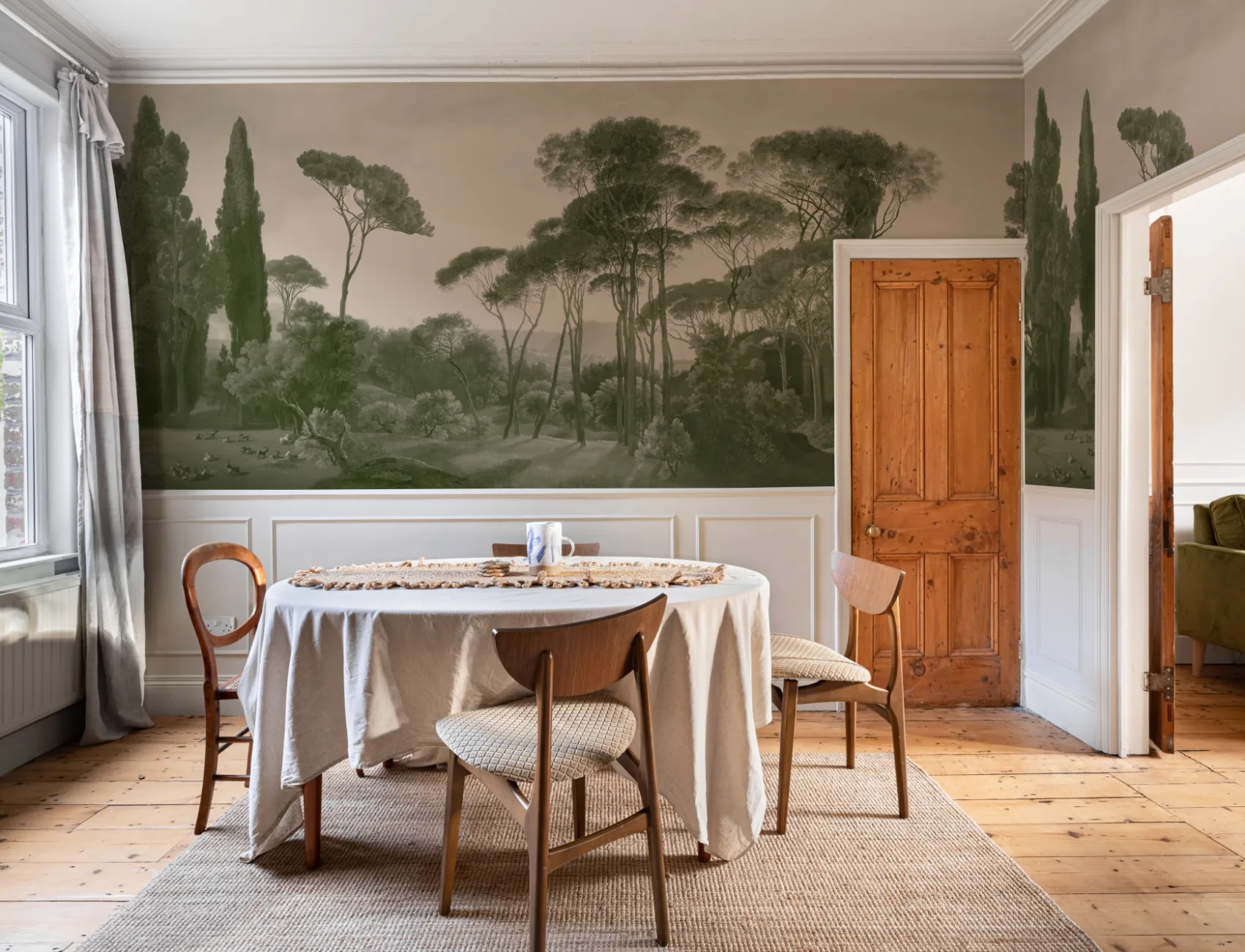 Green Tivoli Forest Landscape Painting Mural