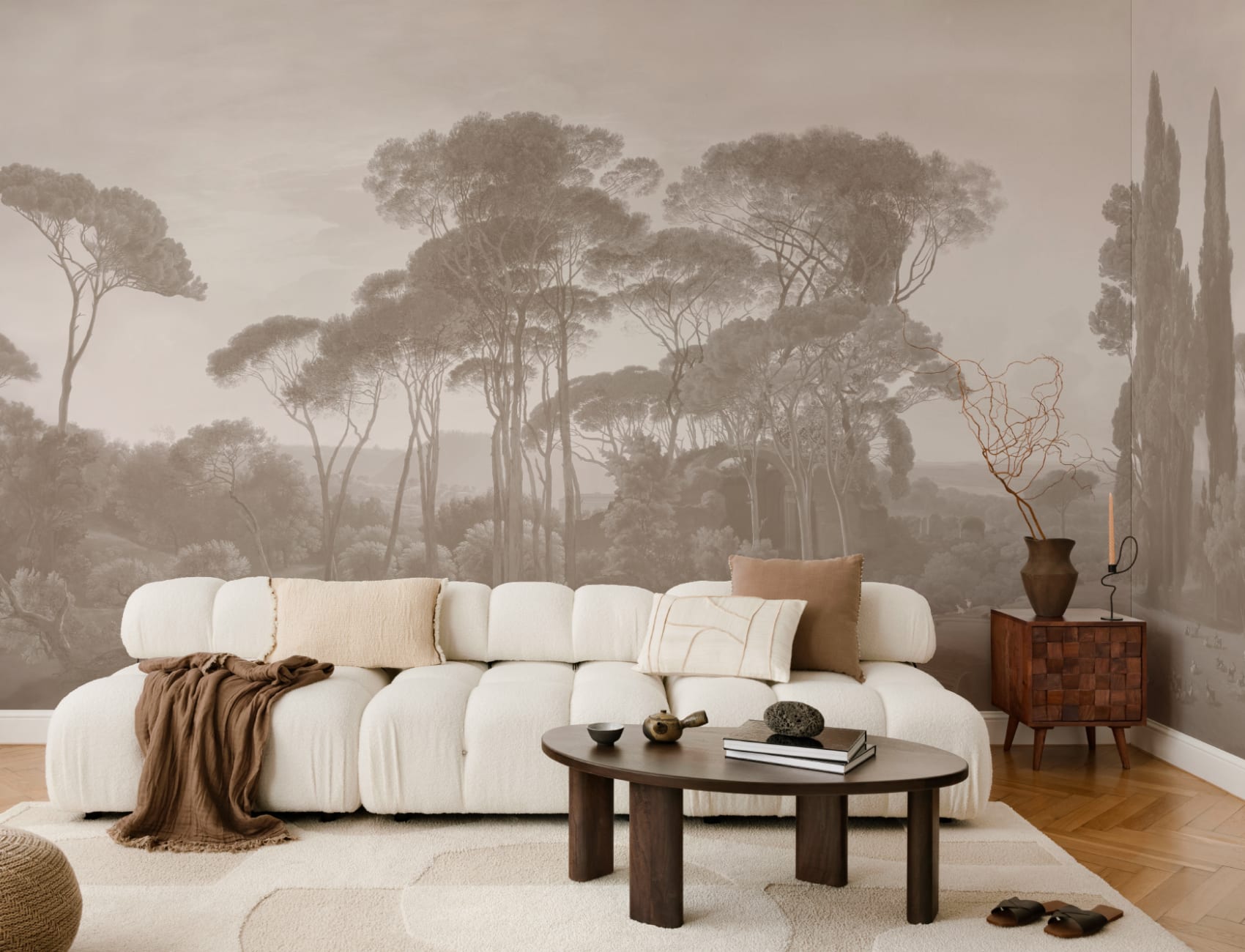 Beige Tivoli Landskapsmaleri fototapet