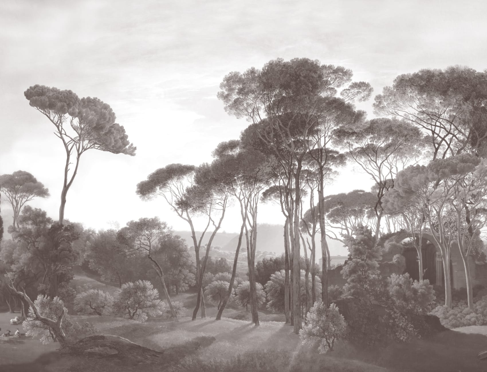Carta da parati in grigio della pittura di paesaggio americana
