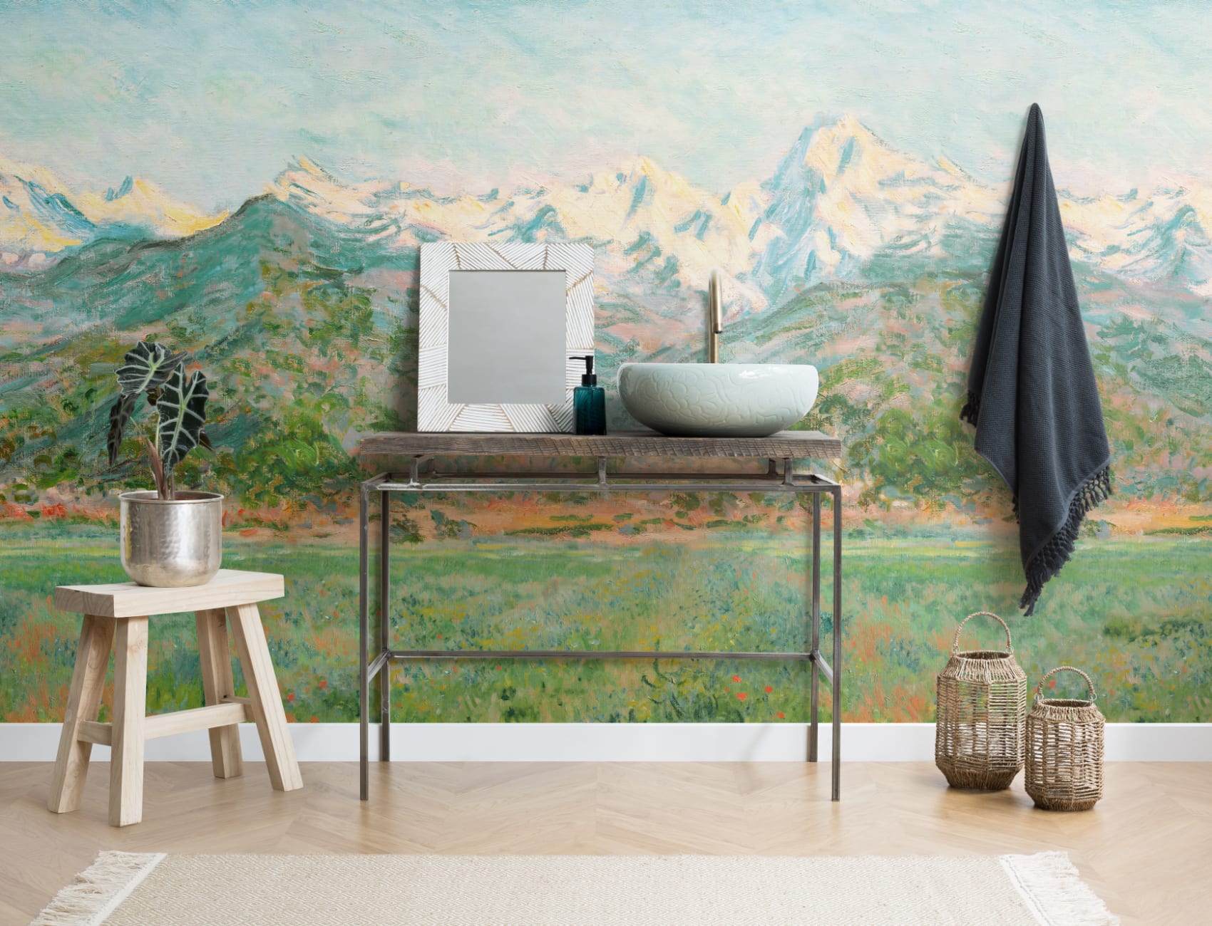 Green Matisse Meadow Painting Mural