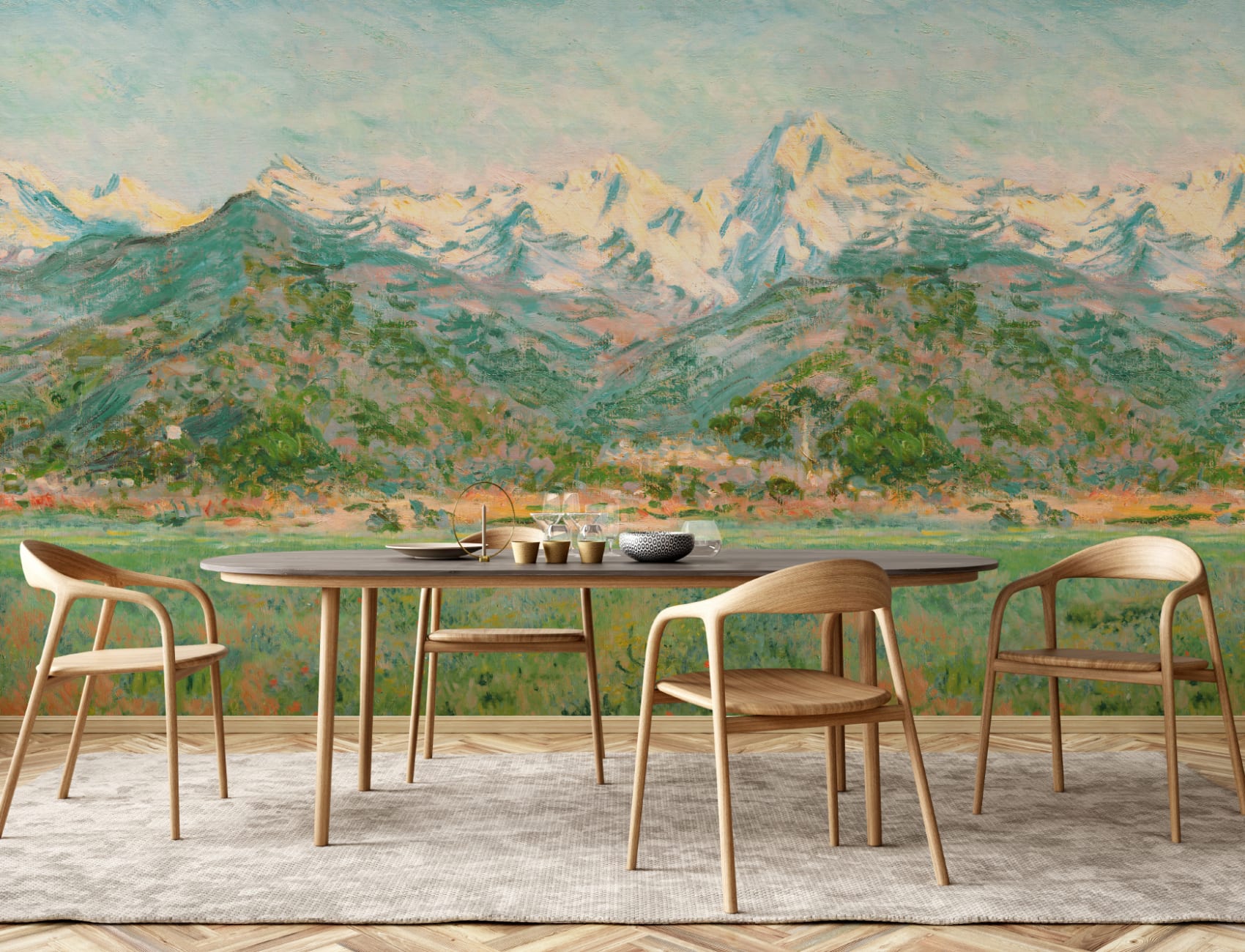 Green Matisse Meadow Painting Mural