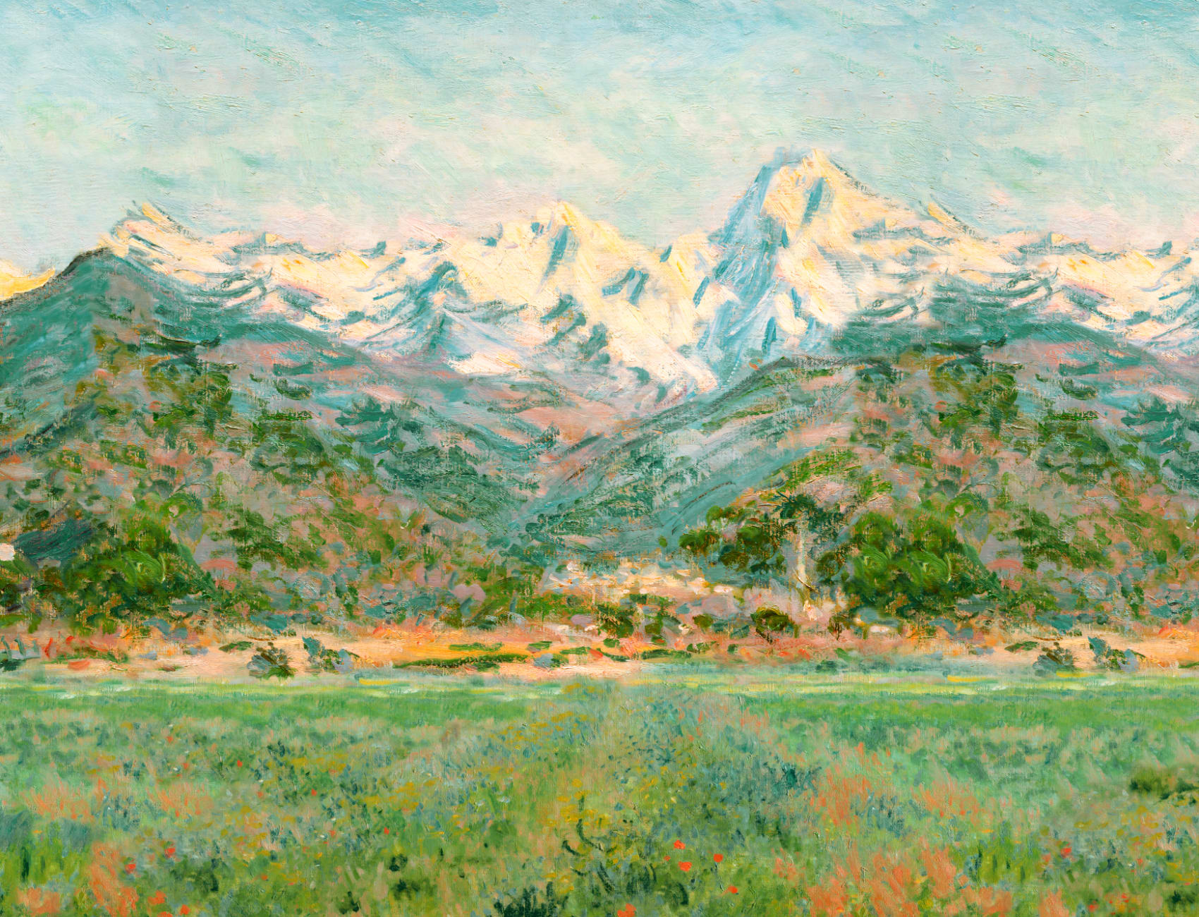 Green Matisse Meadow Painting Mural