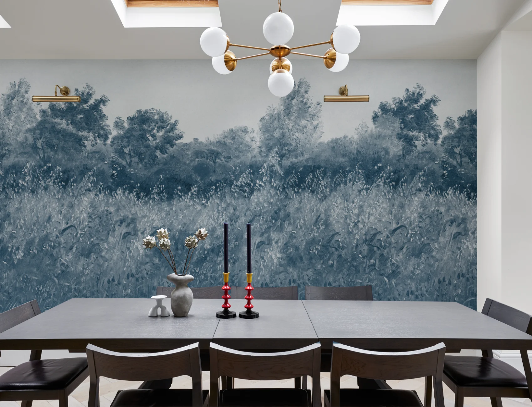 Blue Summer Meadow Oil Painting Mural