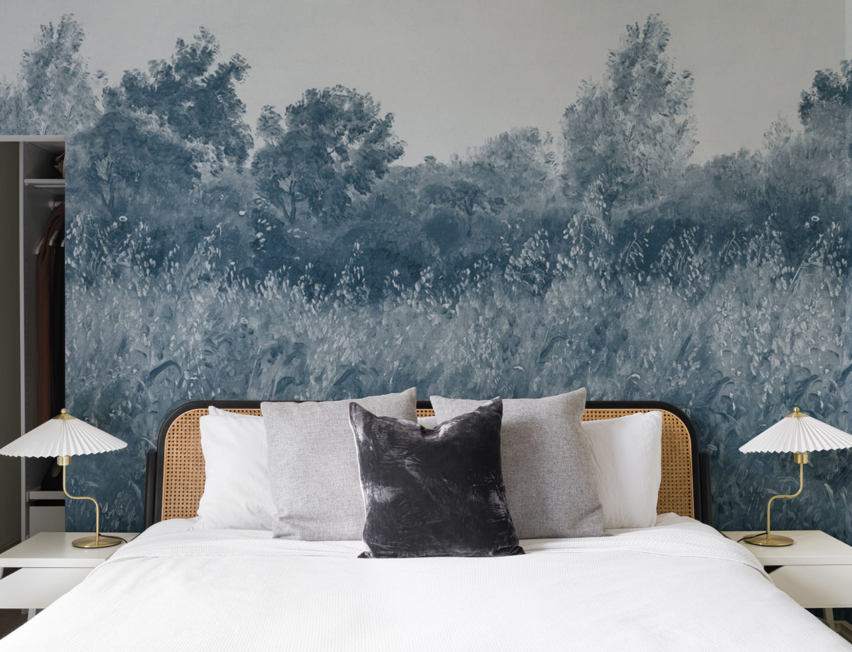 Blue Summer Meadow Oil Painting Mural