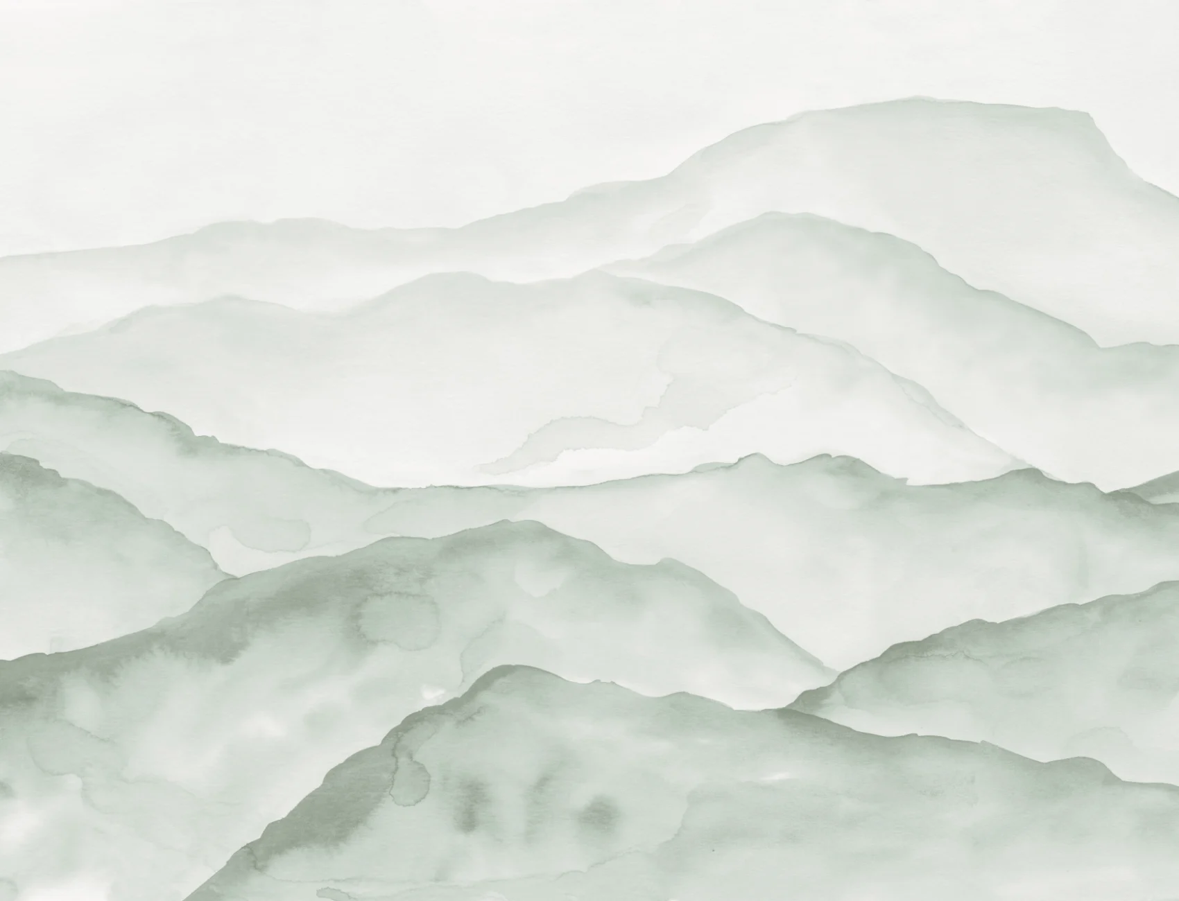 Light Green Watercolor Mountains Mural