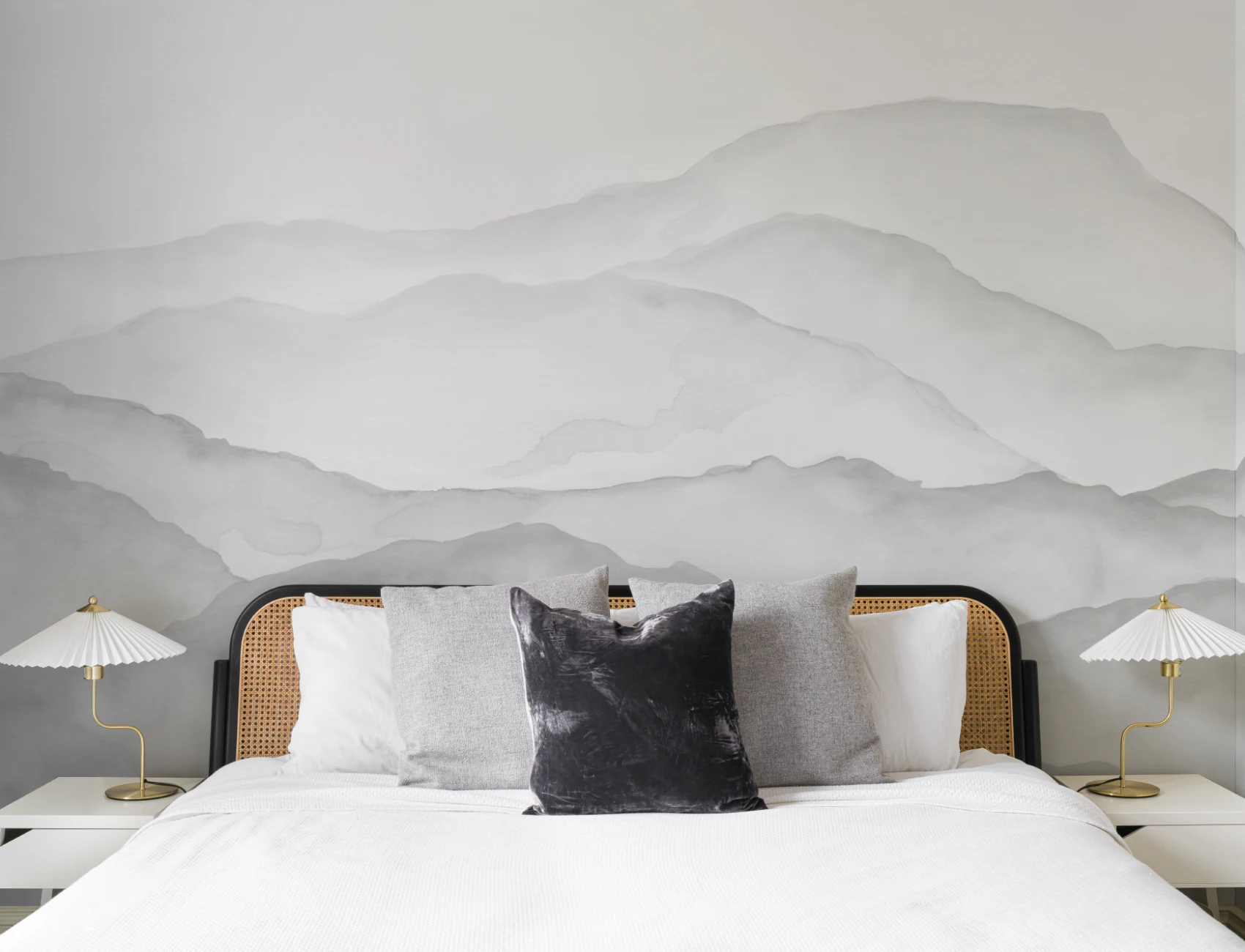 Light Gray Watercolor Mountain Mural