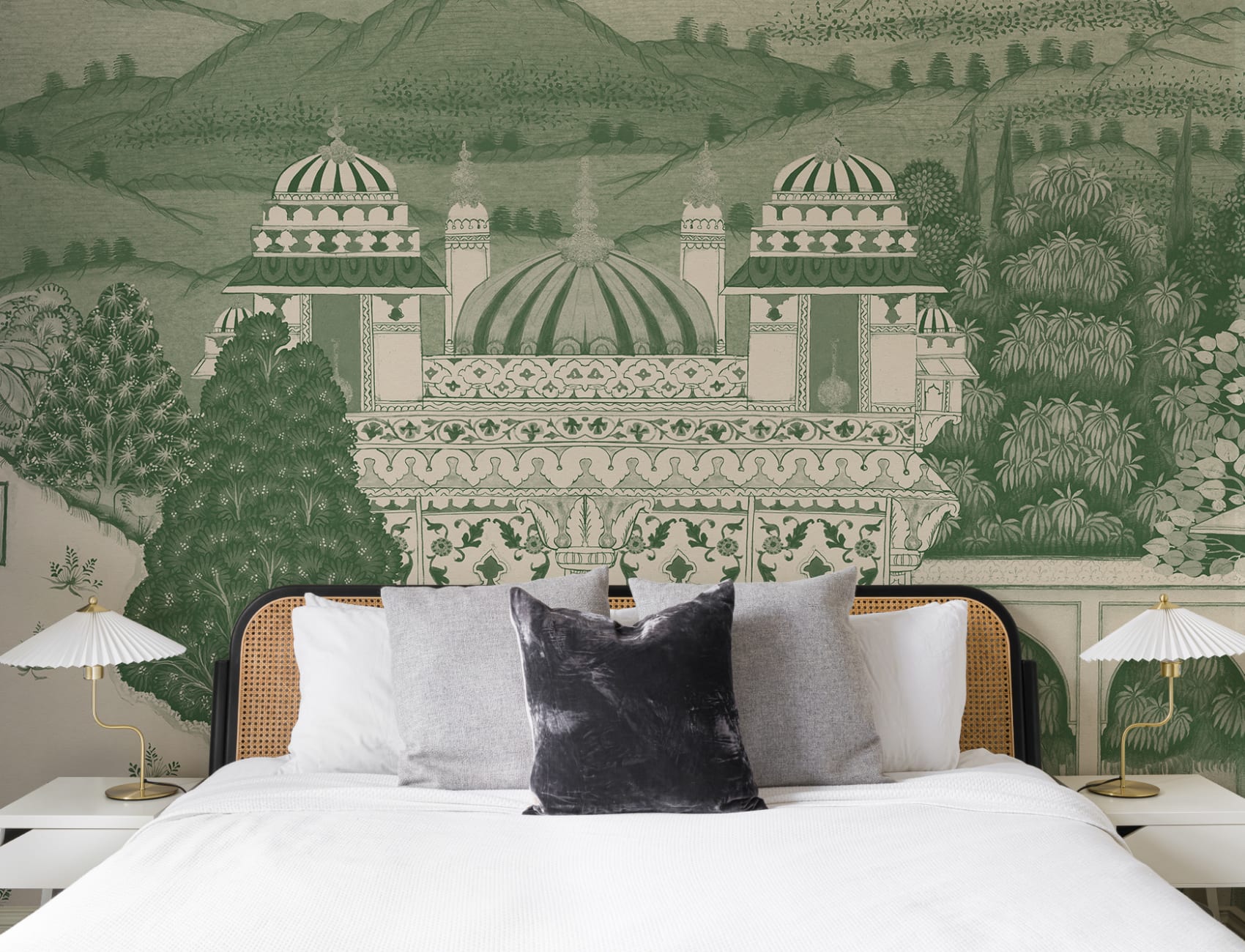 Green Temple Valley Landscape Mural