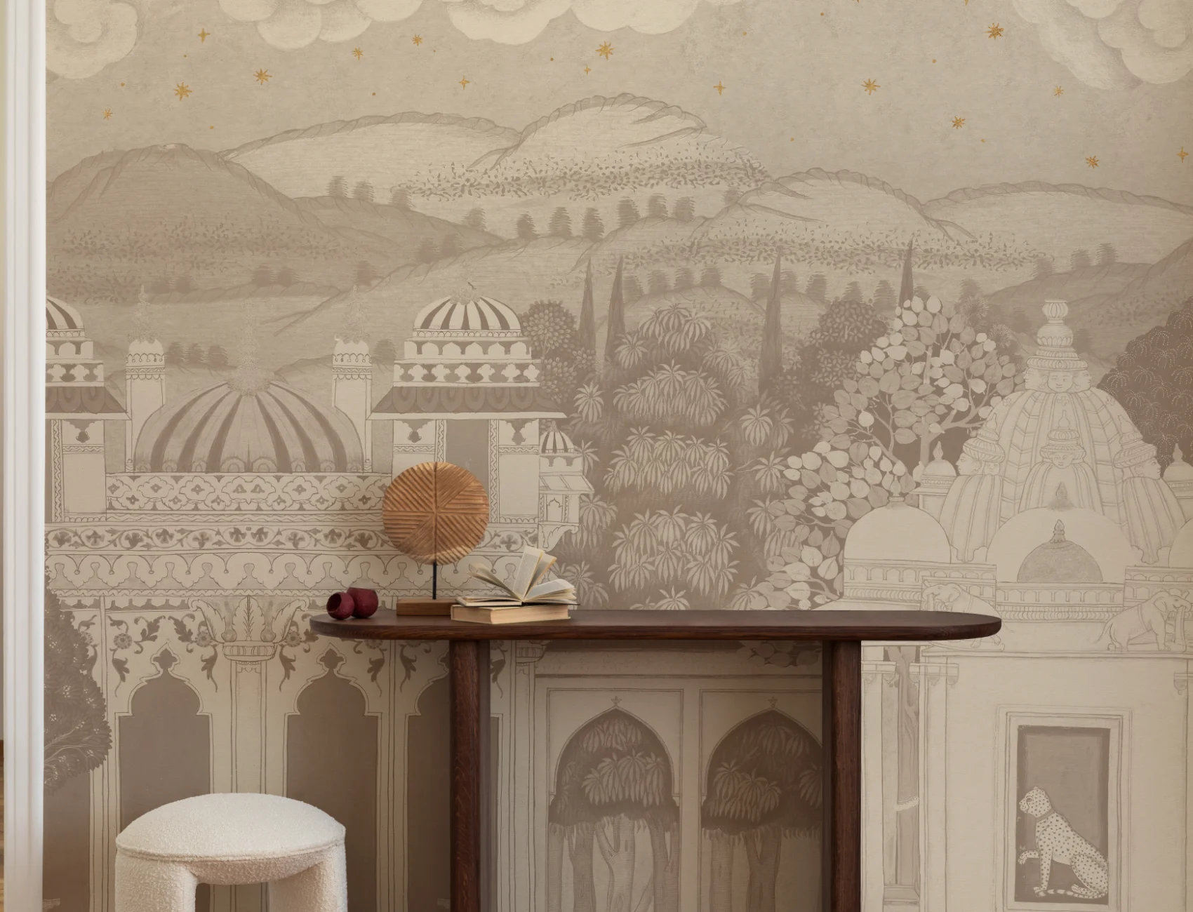 Neutral Temple Valley Landscape Mural