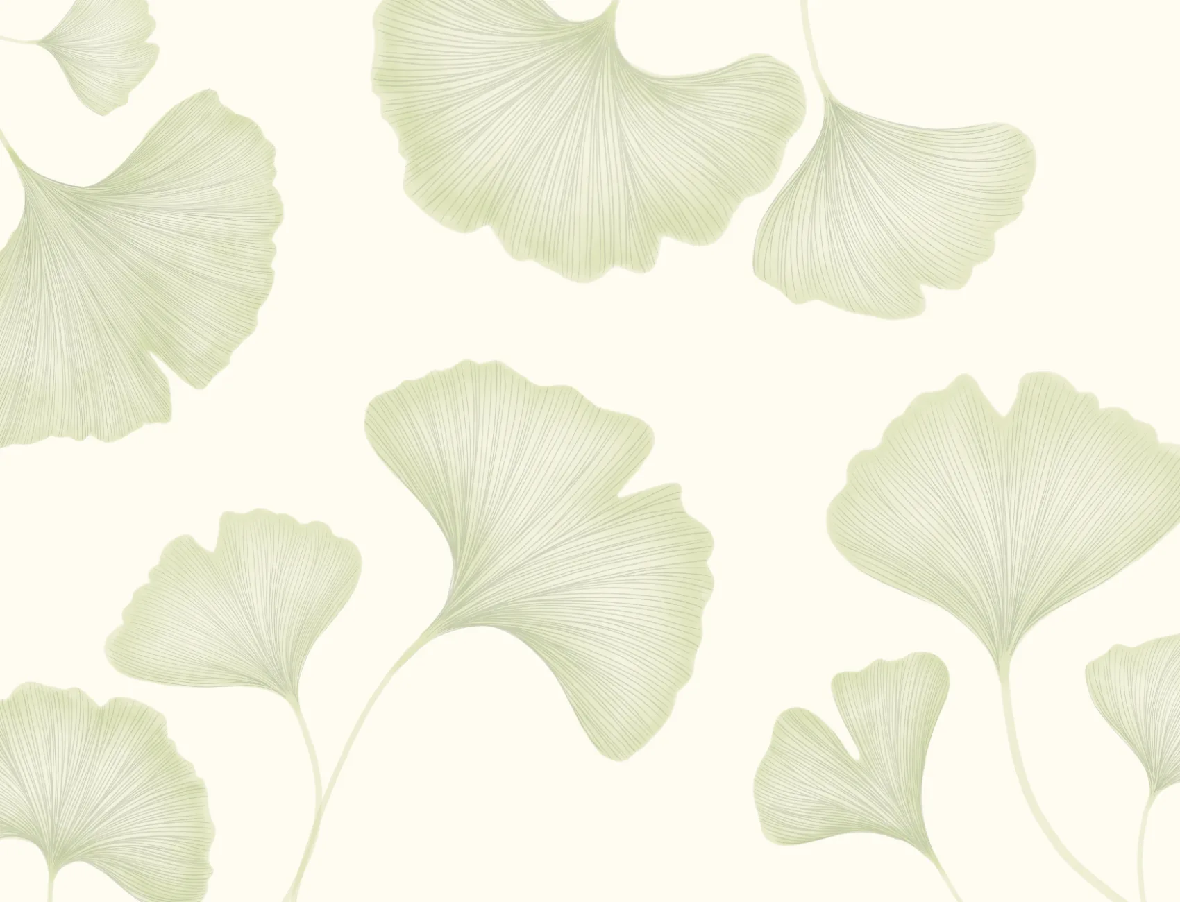 Groene Ginkgobladeren muurschildering