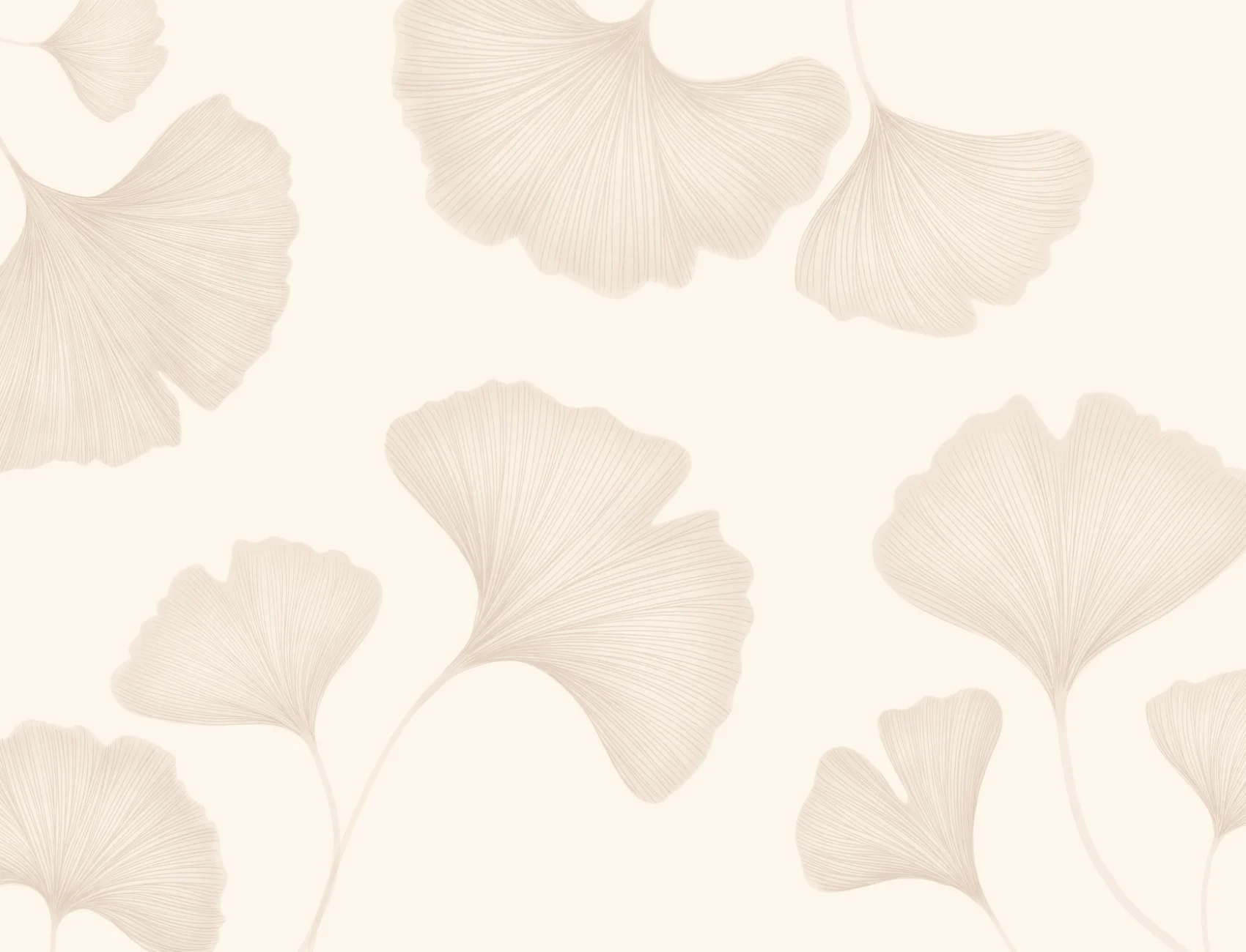 Neutral Ginkgo Leaf Mural