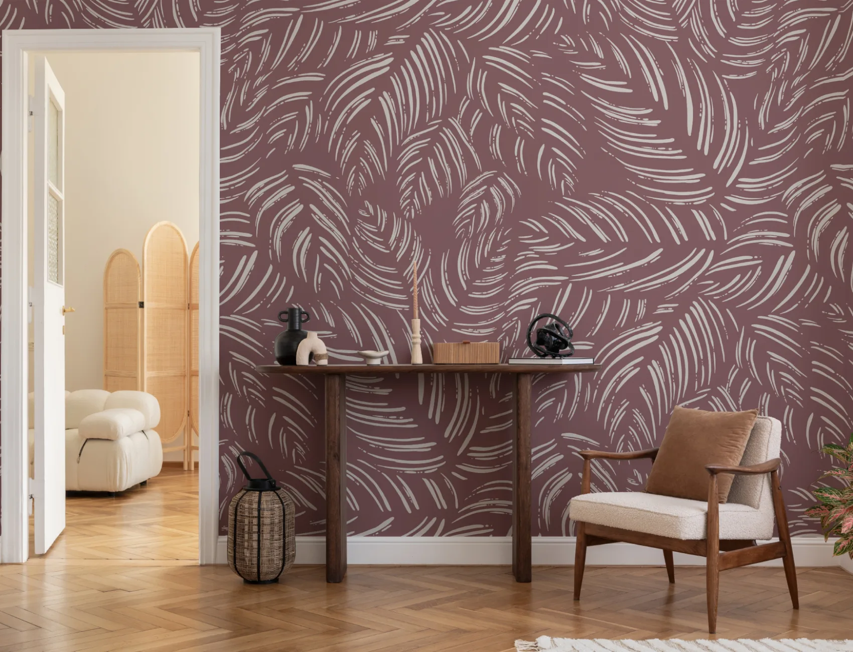 Fond d'écran abstrait contemporain mauve papier peint panoramique