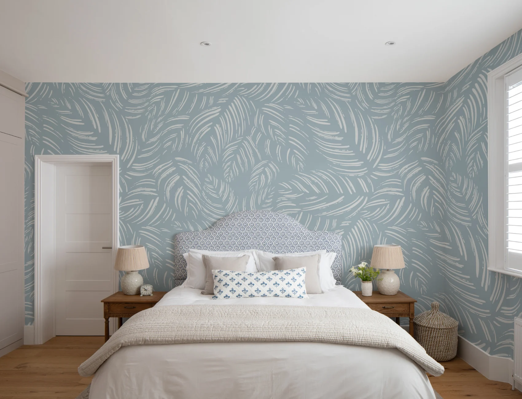 Blue Abstract Pattern Mural For A Calming Ambience