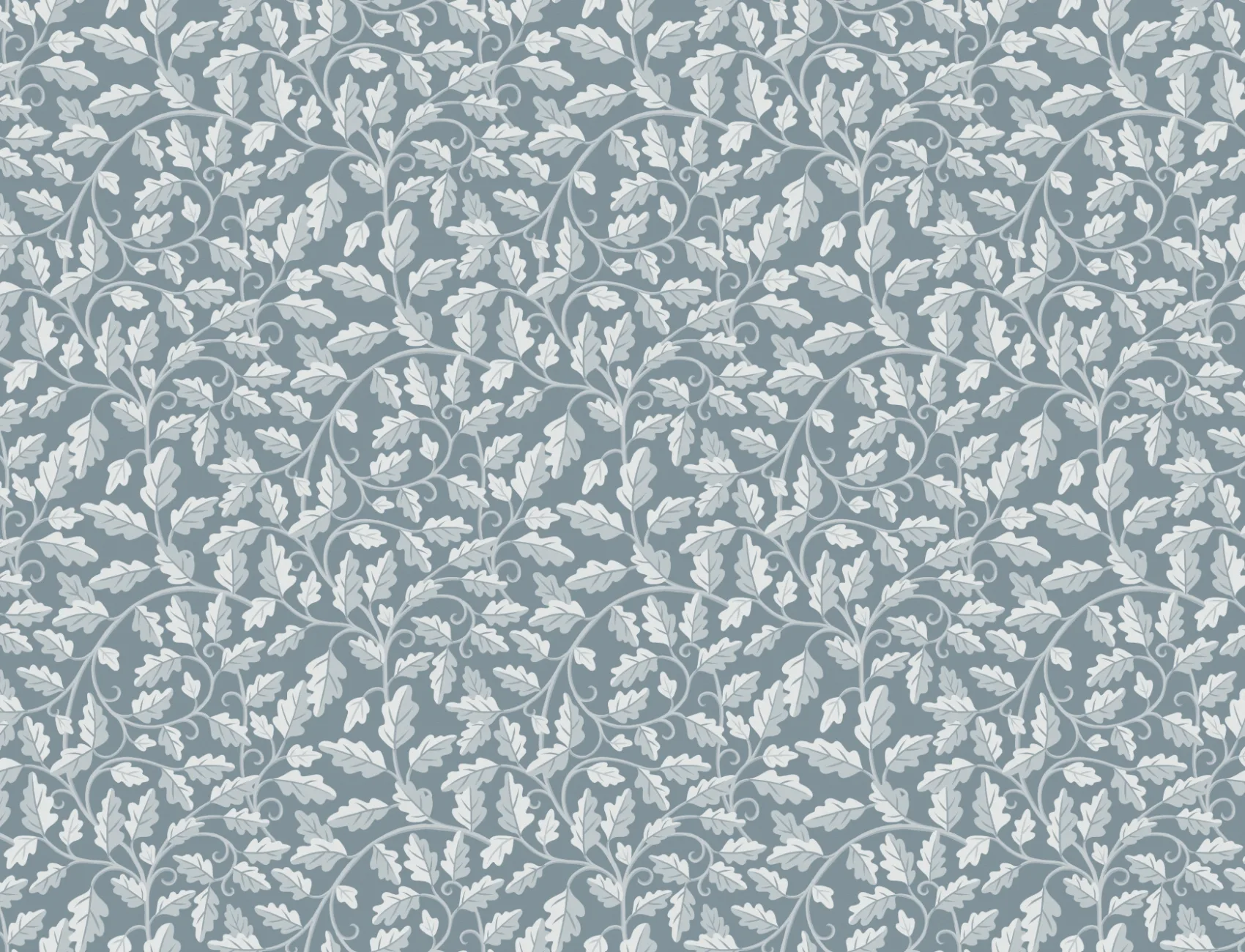 Blue Oak Leaf Botanical Pattern Mural for Serene Spaces