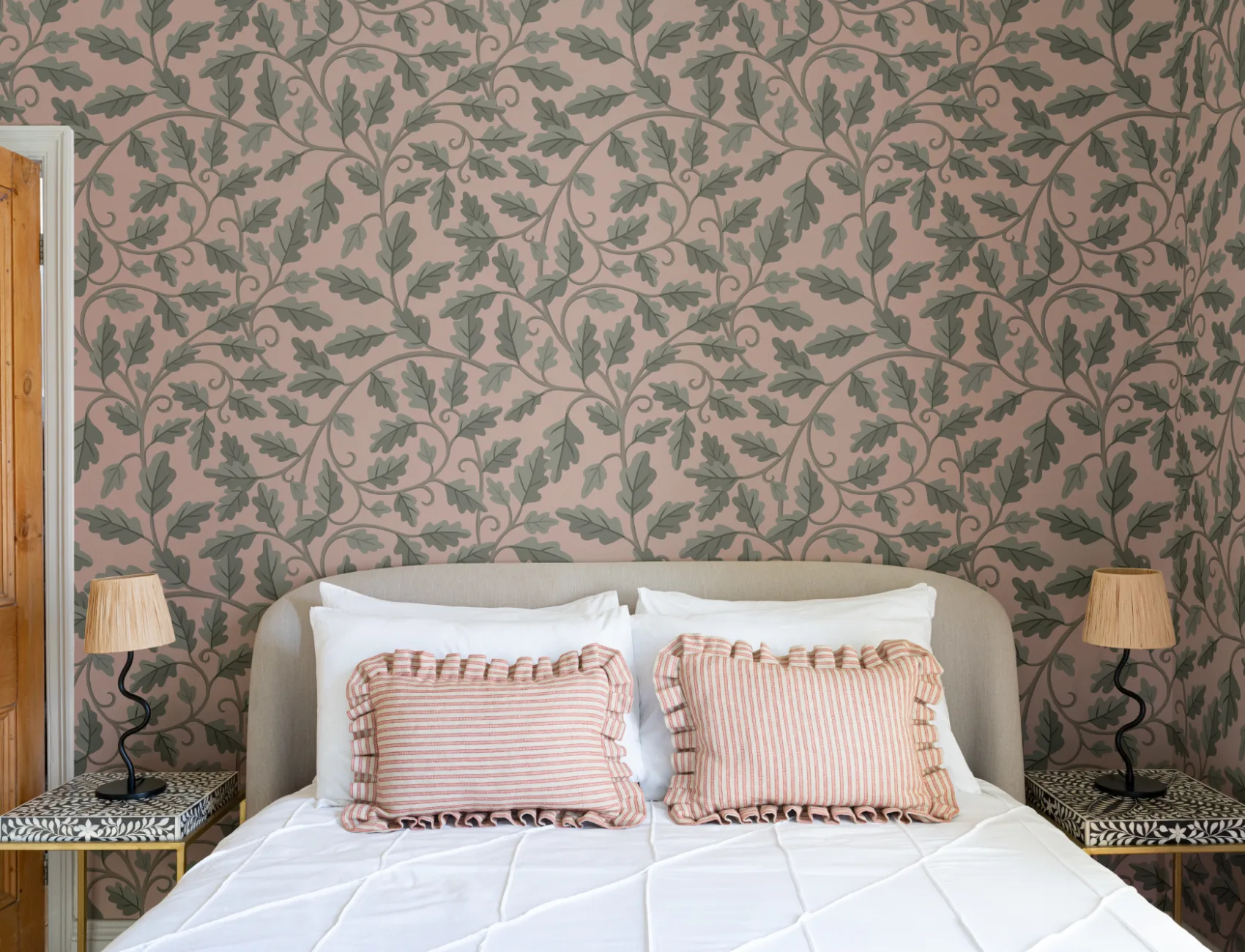 Pink Botanical Elegance Leaf Design Wallpaper Mural