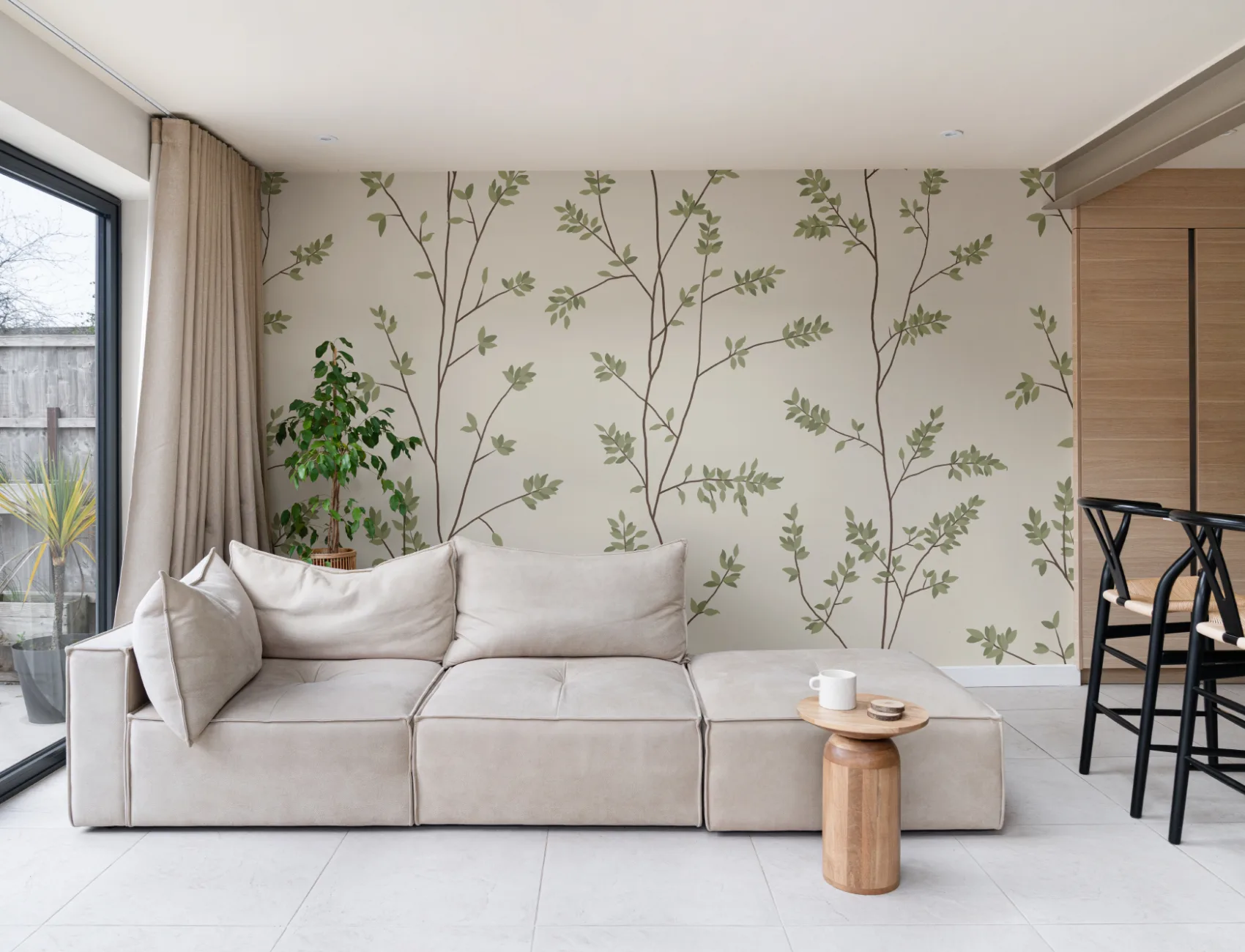 Klassieke groene botanische patroon muurschildering