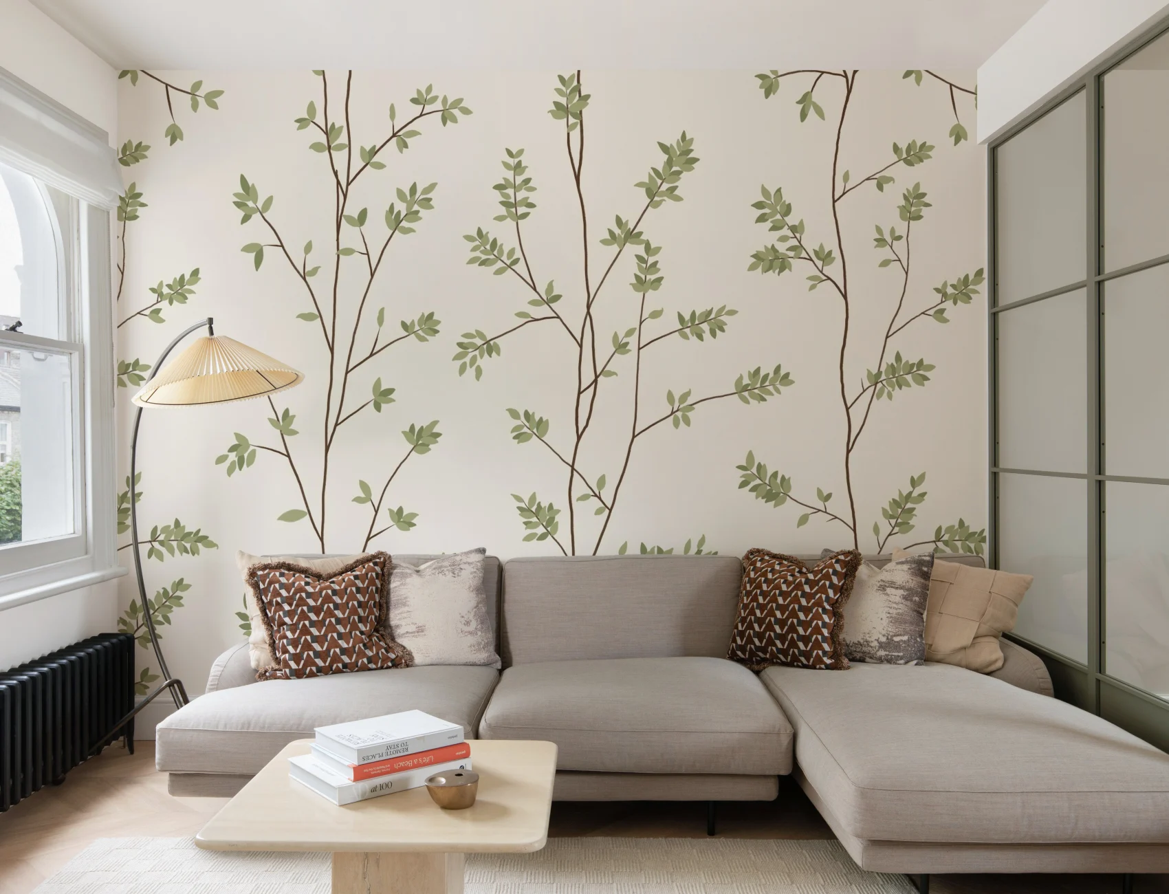 Klassieke groene botanische patroon muurschildering