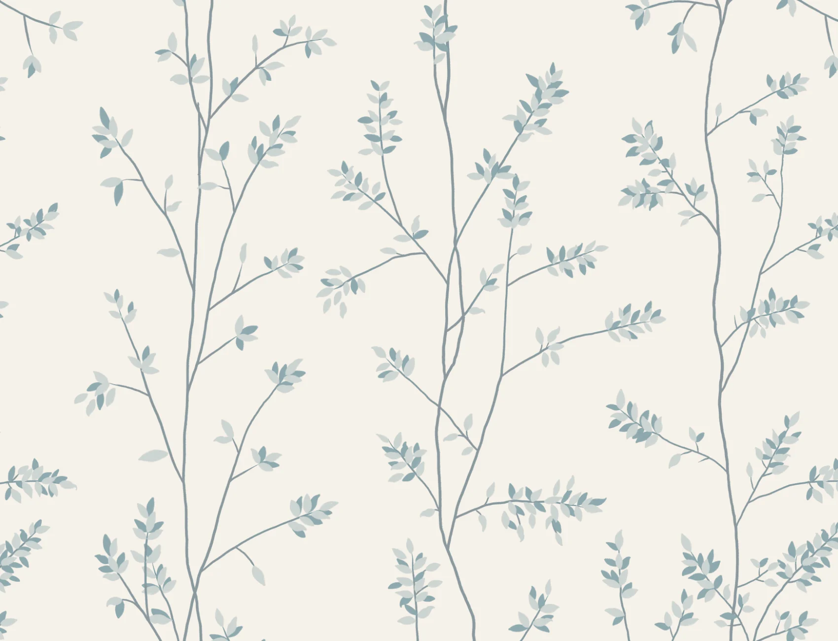 Blue Elegant Botanical Leaf Pattern Mural