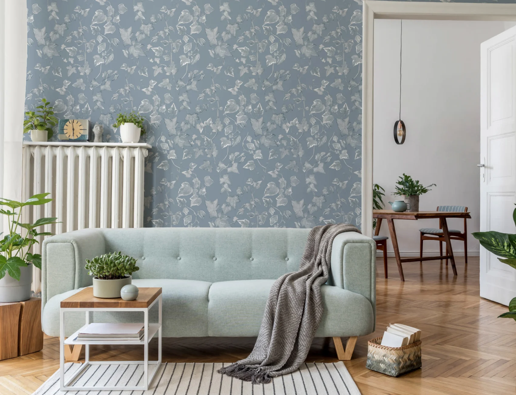 Sininen Vintage muratti tapetti