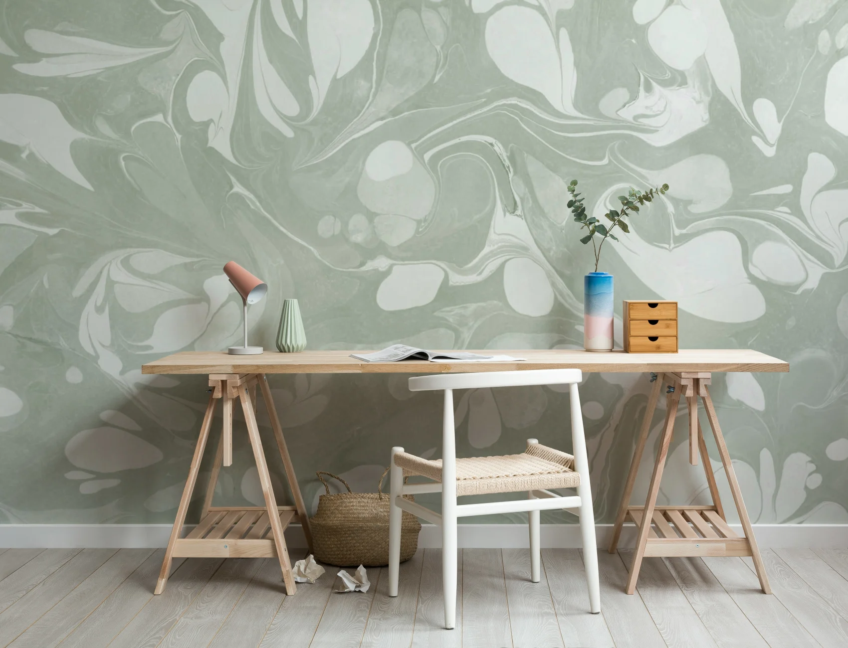 Swish Sage Marbled Wallpaper Mural