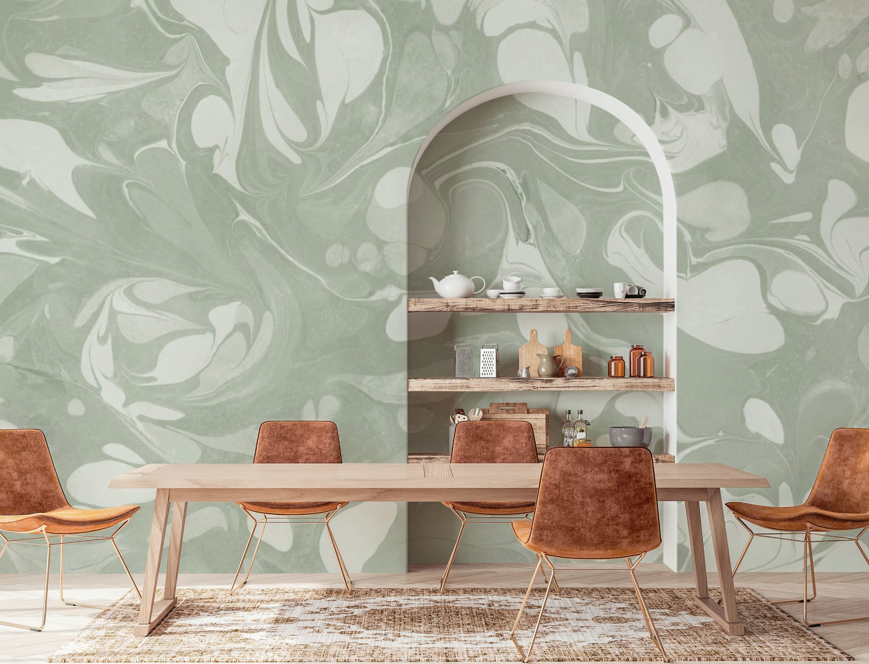 Swish Sage Marbled Wallpaper Mural