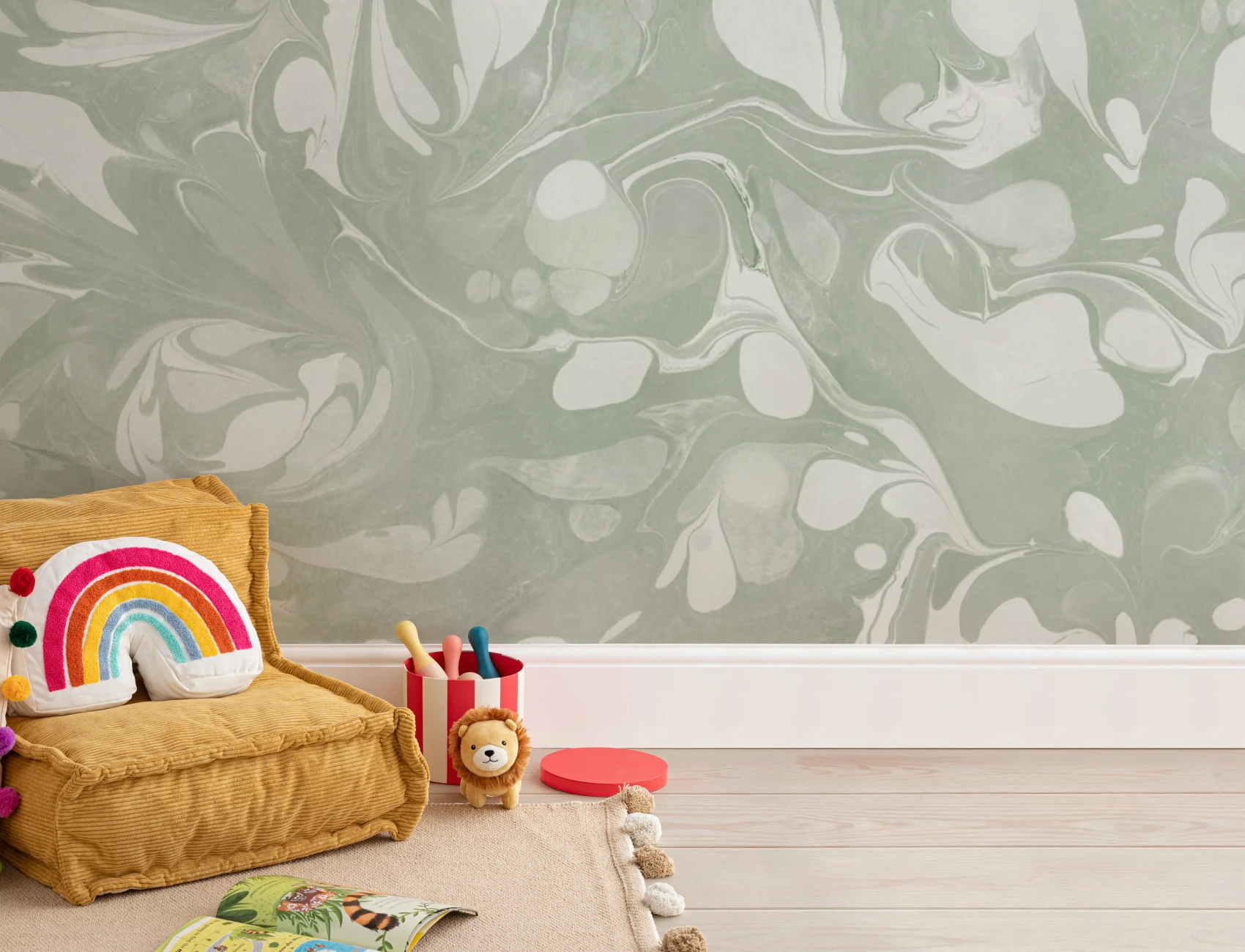 Swish Sage Marbled Wallpaper Mural
