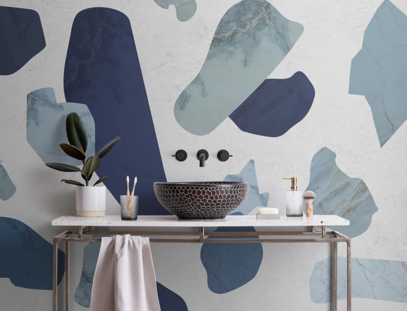 Blue Marble Terrazzo Wallpaper Mural