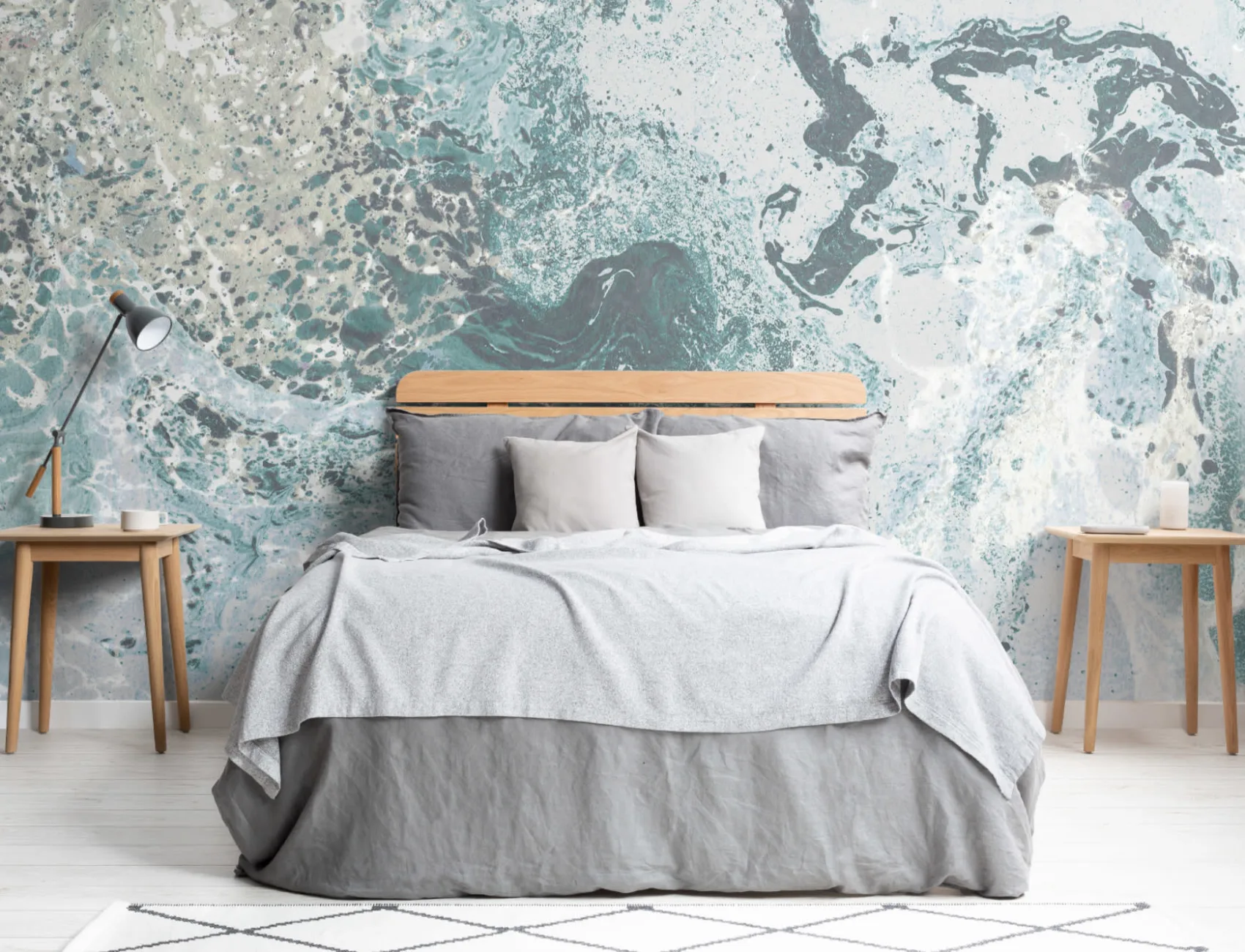 Teal, Blue & White Marble Wallpaper Mural