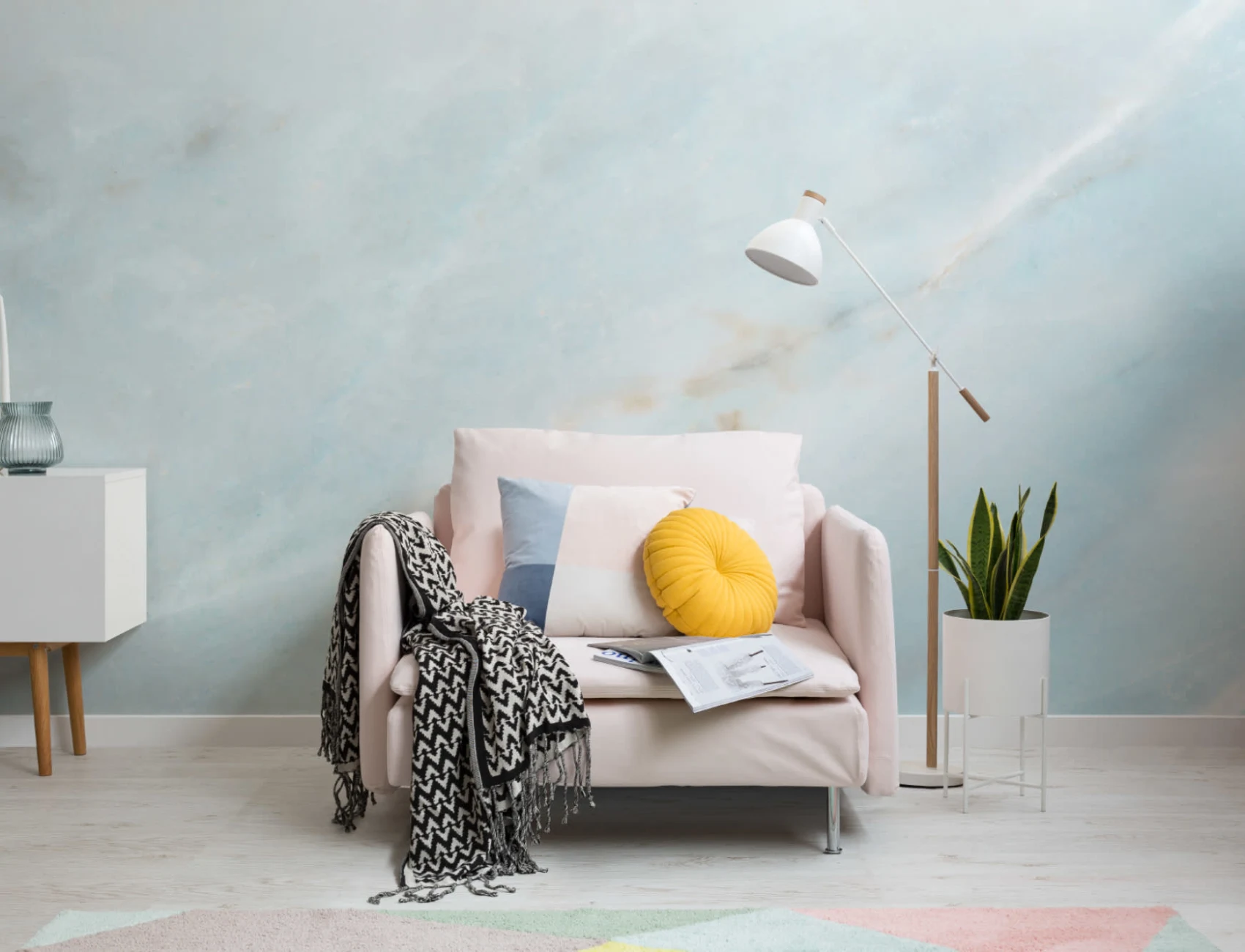Soft Blue Marble Wallpaper Mural