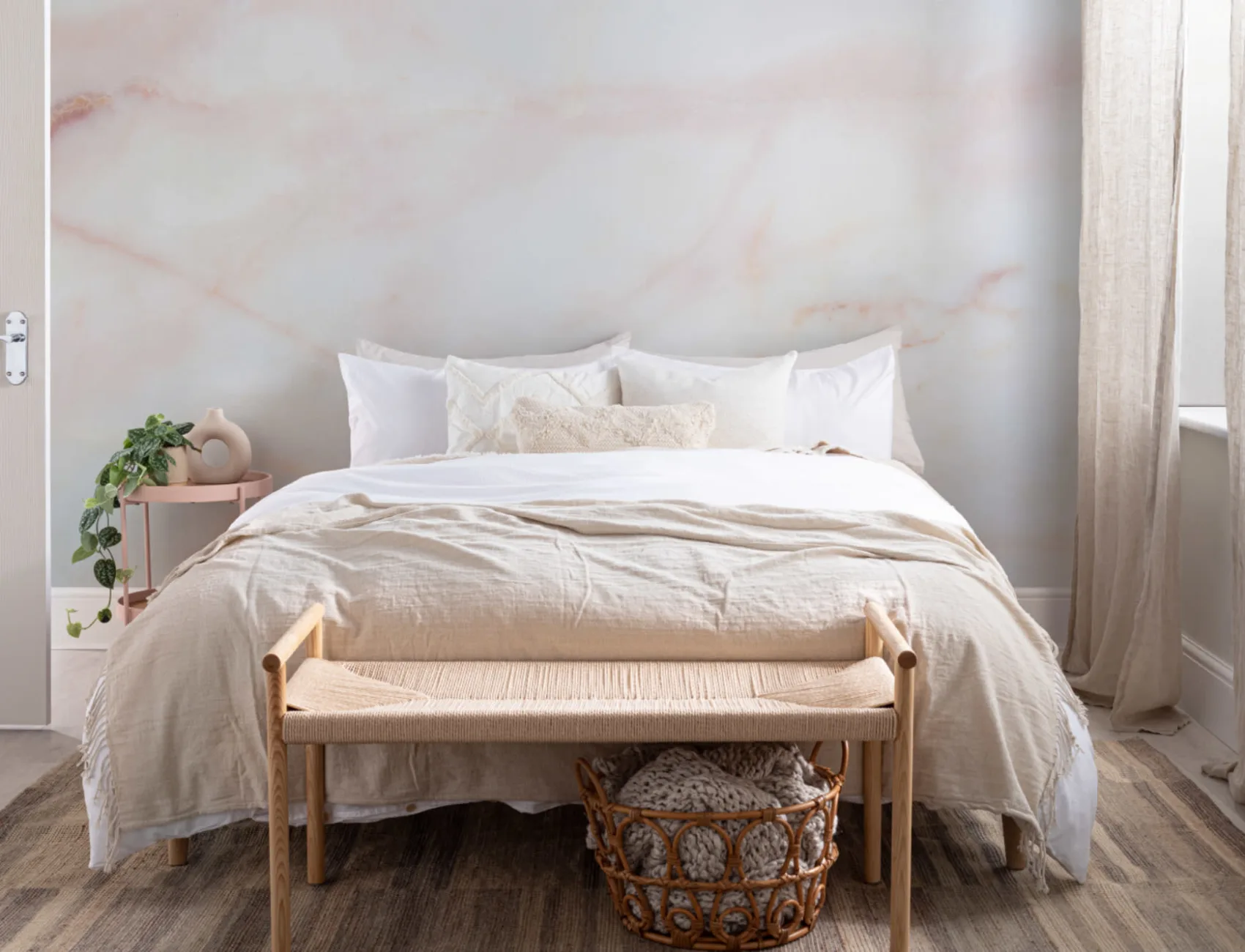 Cracked Coral Marble Effect Wallpaper Mural