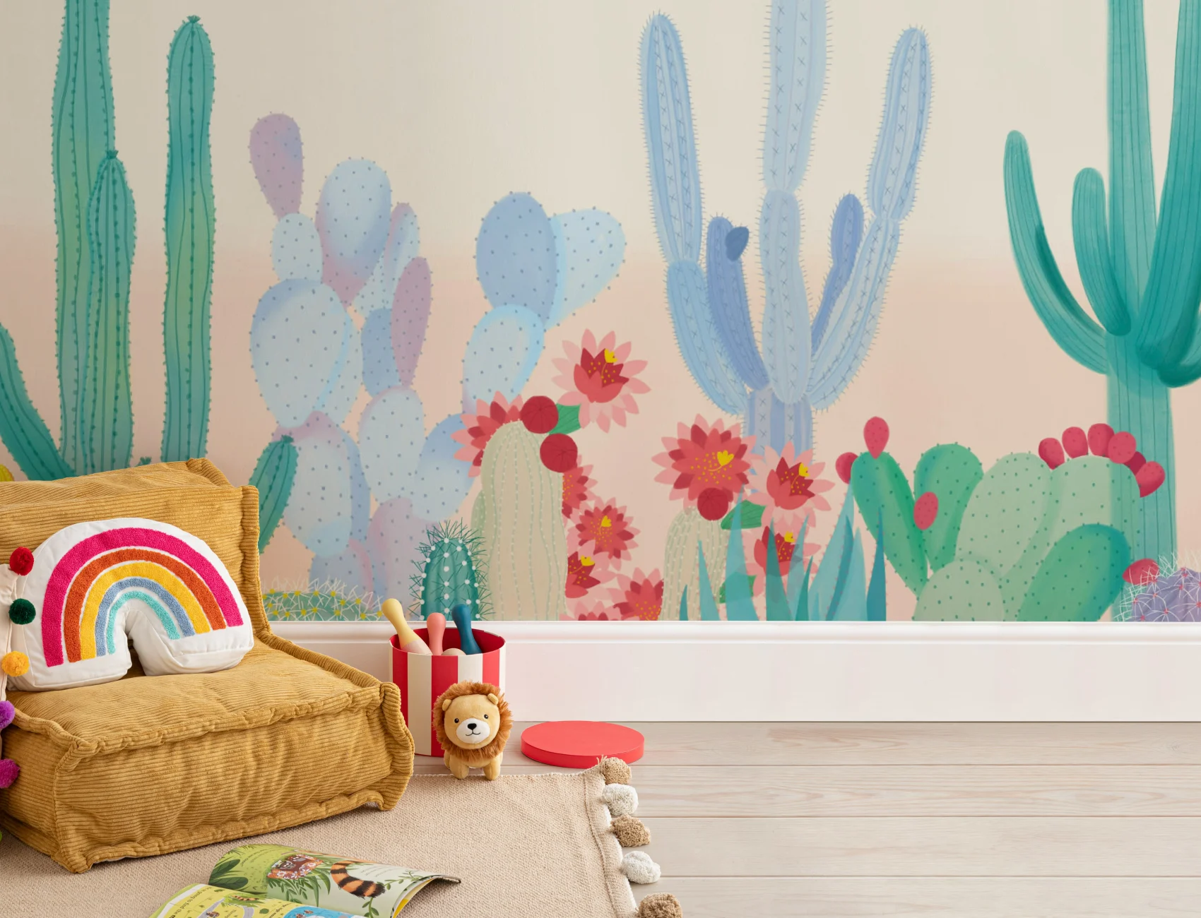 Colourful Cute Cactus Wallpaper Mural