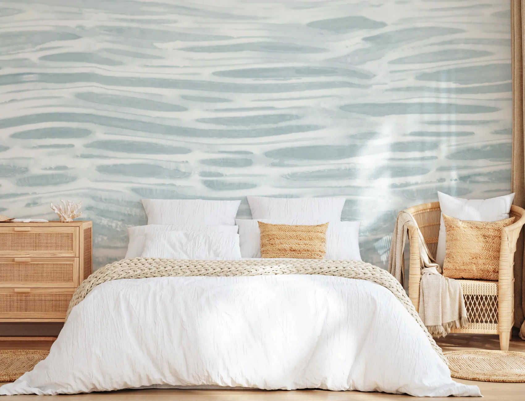 Blue Ocean Waves Effect Wallpaper Mural
