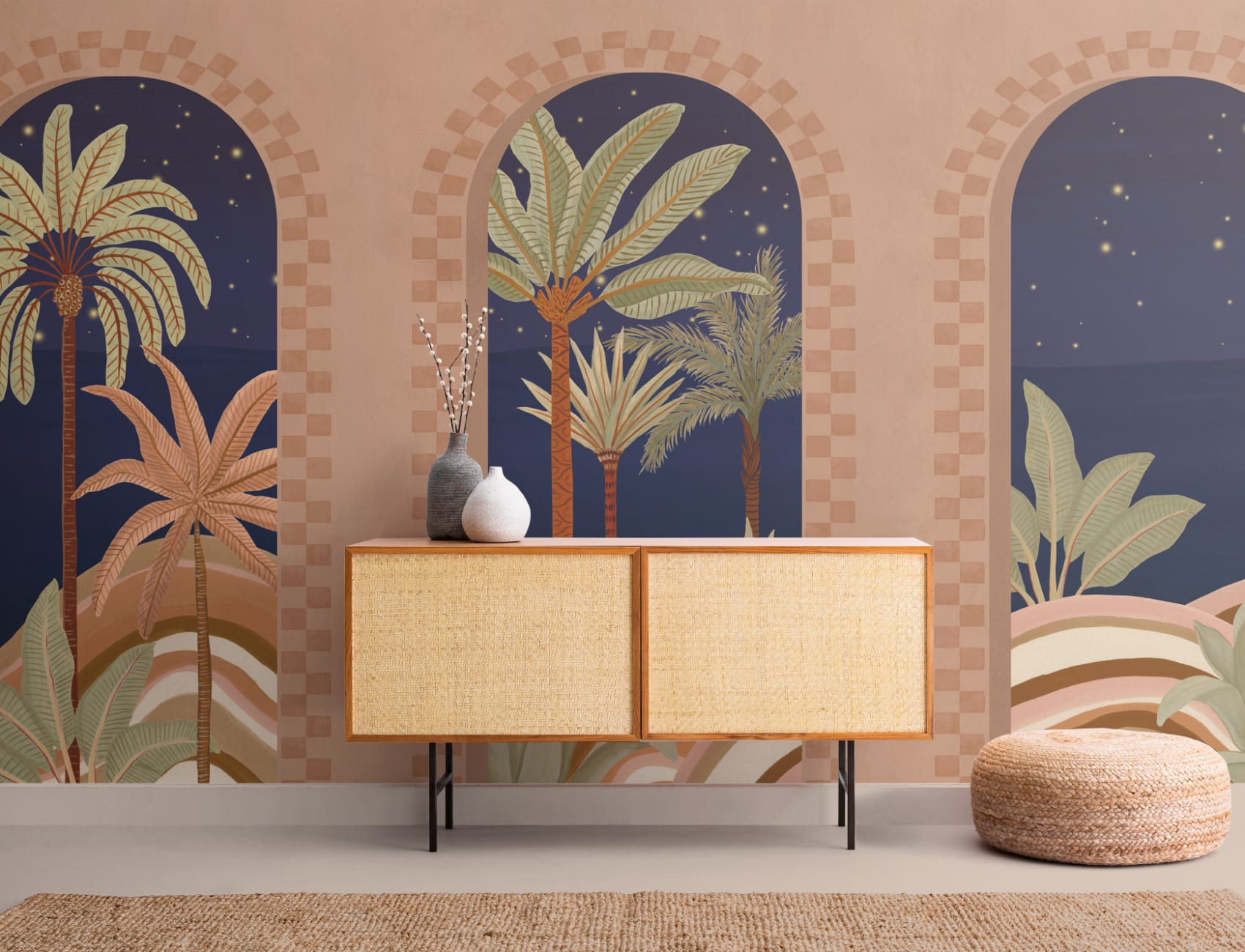 Dark Mediterranean Arch Scenic Mural