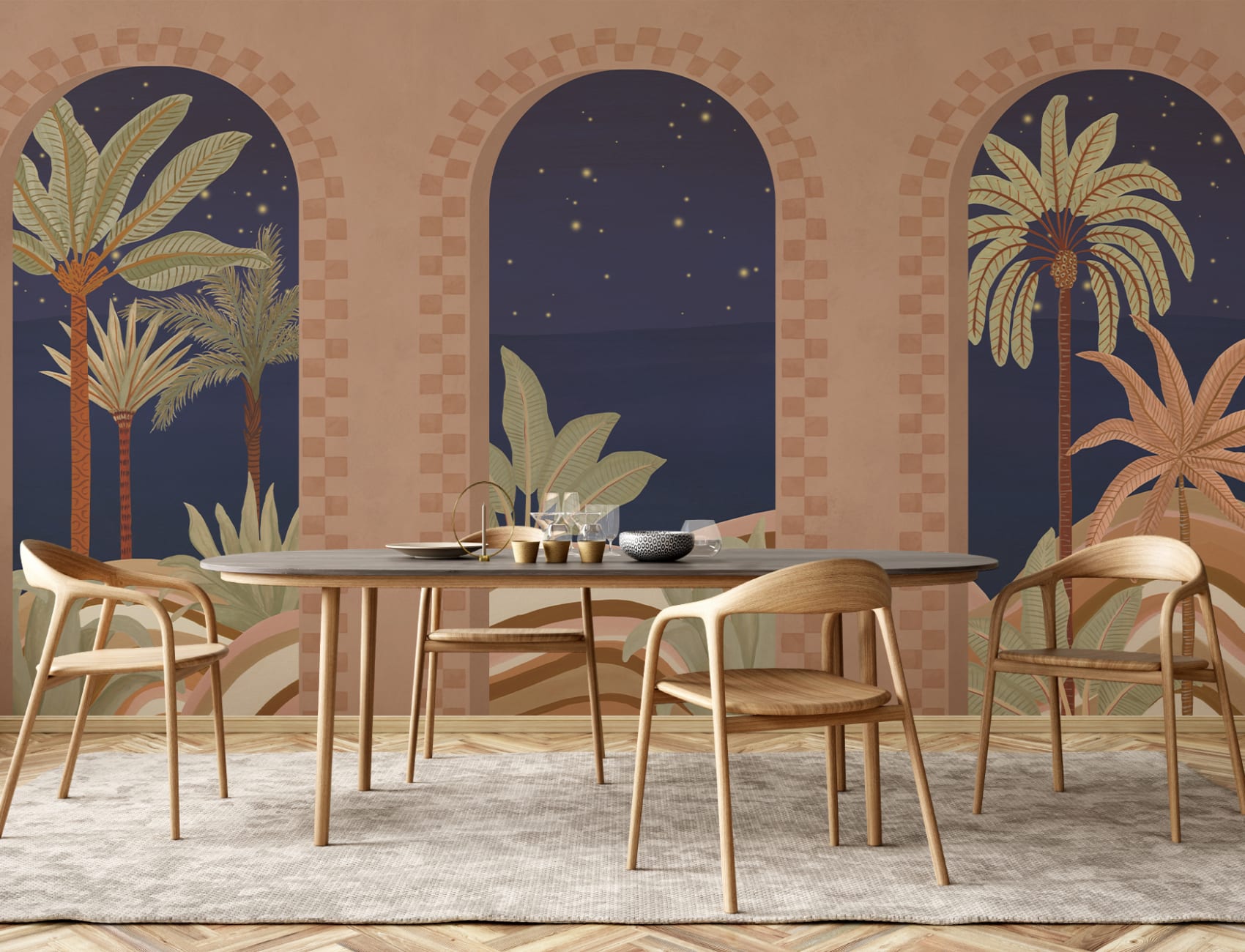 Dark Mediterranean Arch Scenic Mural