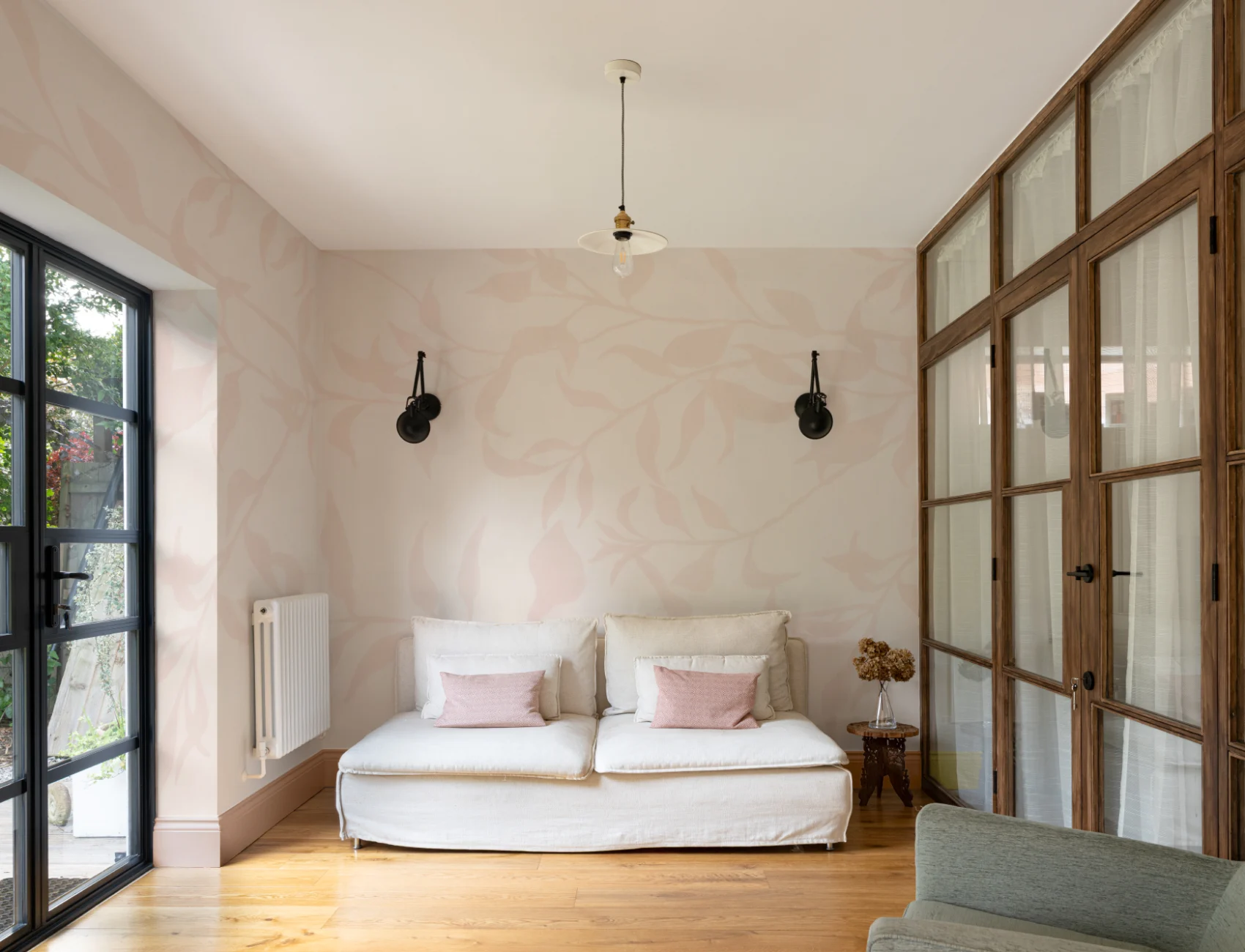 Pink Olive Tree Branch Mural