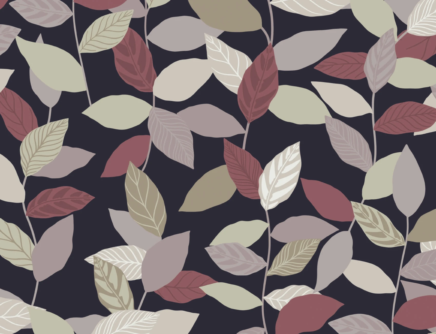 Donker Botanisch Klimplanten Patroon Behang