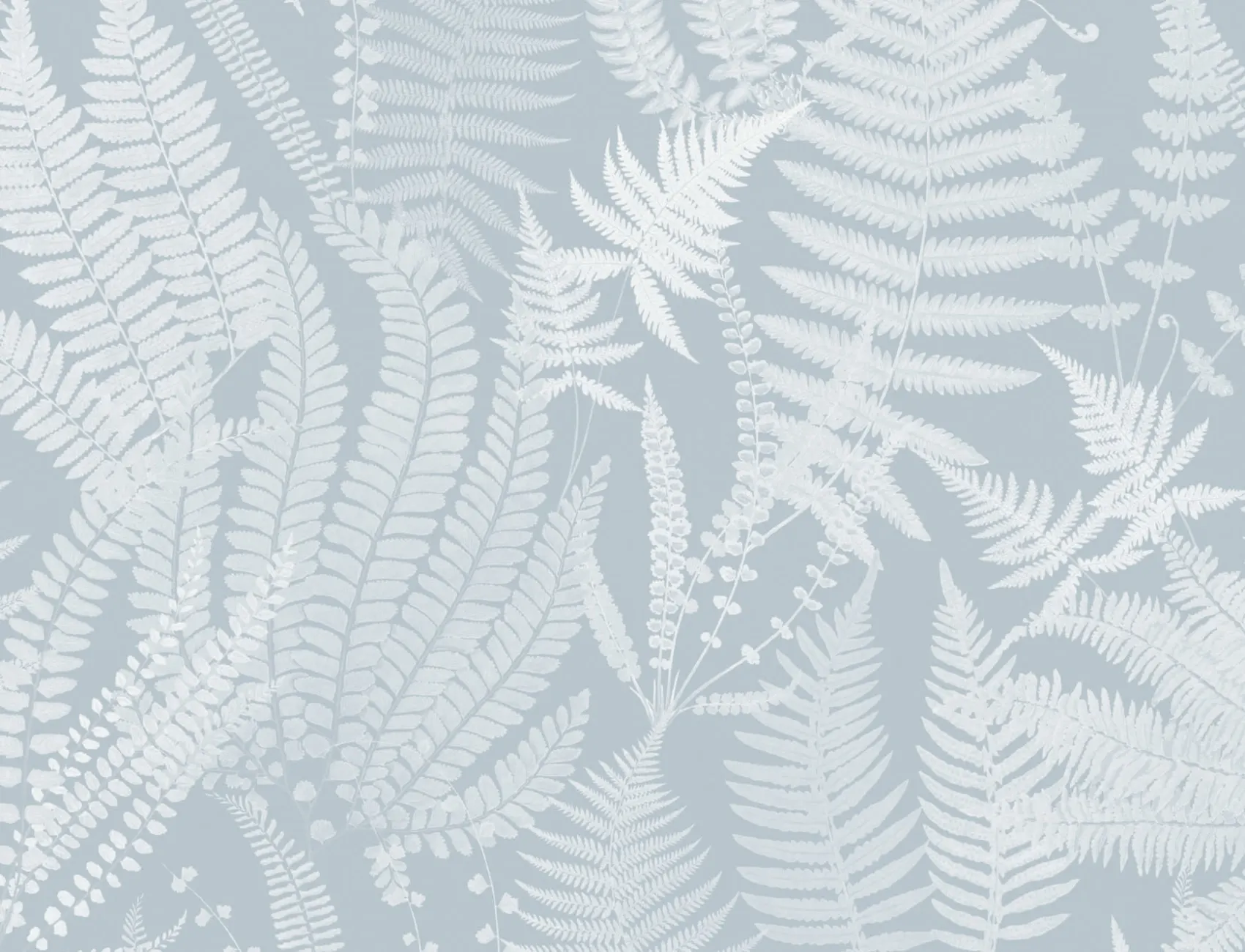 Light Blue Vintage Fern Illustrations Repeat Pattern Wallpaper