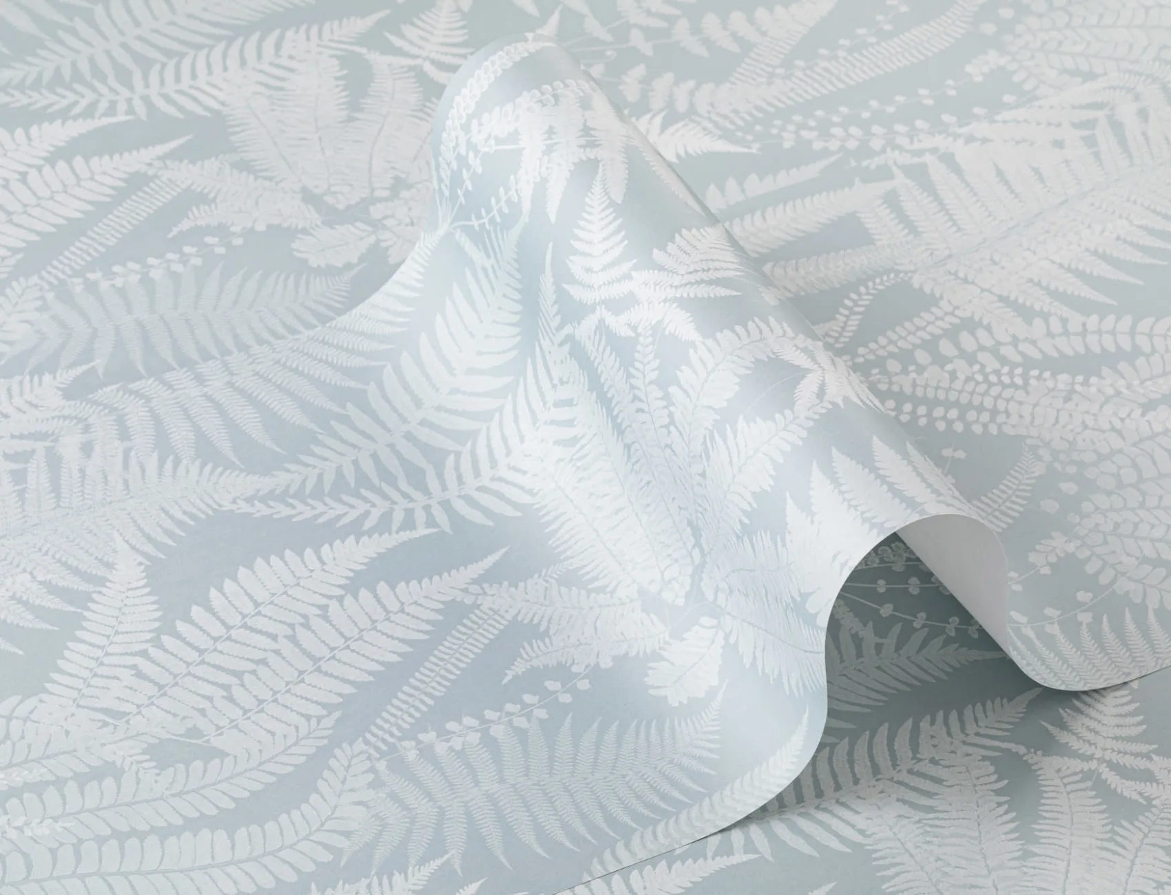 Light Blue Vintage Fern Illustrations Repeat Pattern Wallpaper